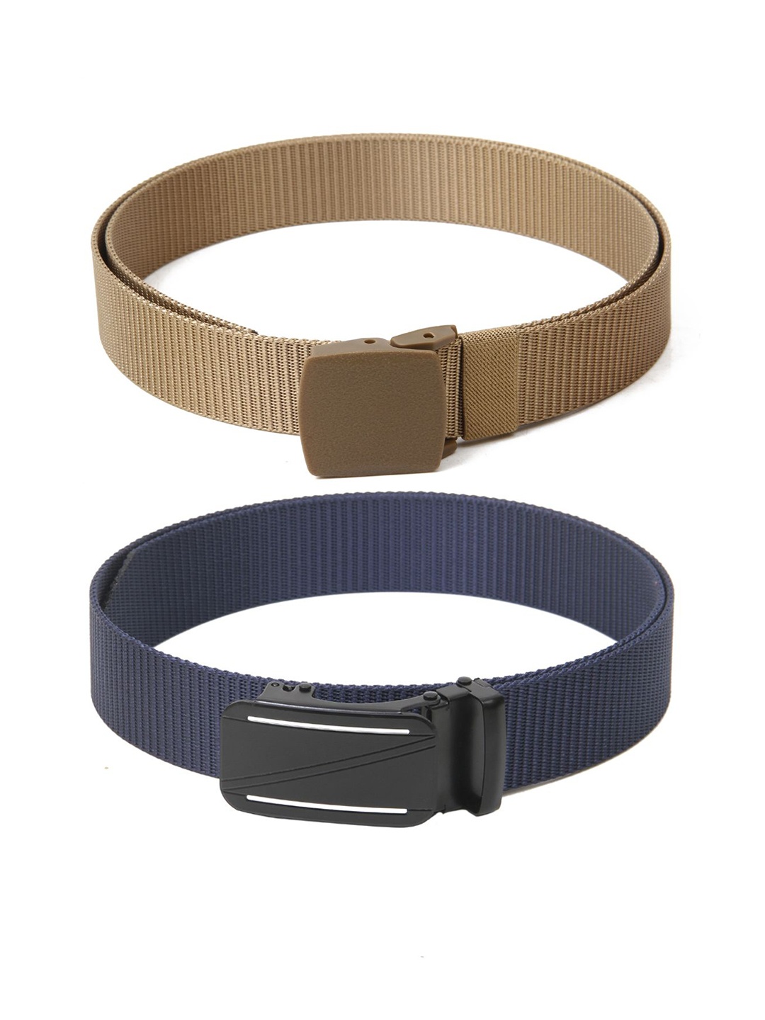 

Calvadoss Men Set Of 2 Textured Belts, Beige
