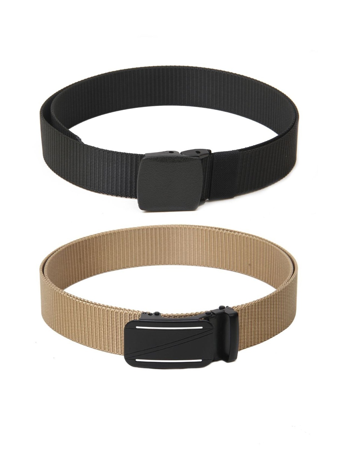 

Calvadoss Men Set Of 2 Textured Belts, Black