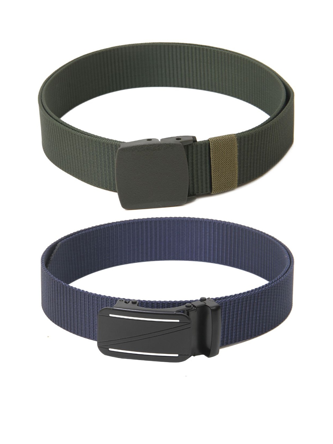 

Calvadoss Men Set Of 2 Textured Belts, Green
