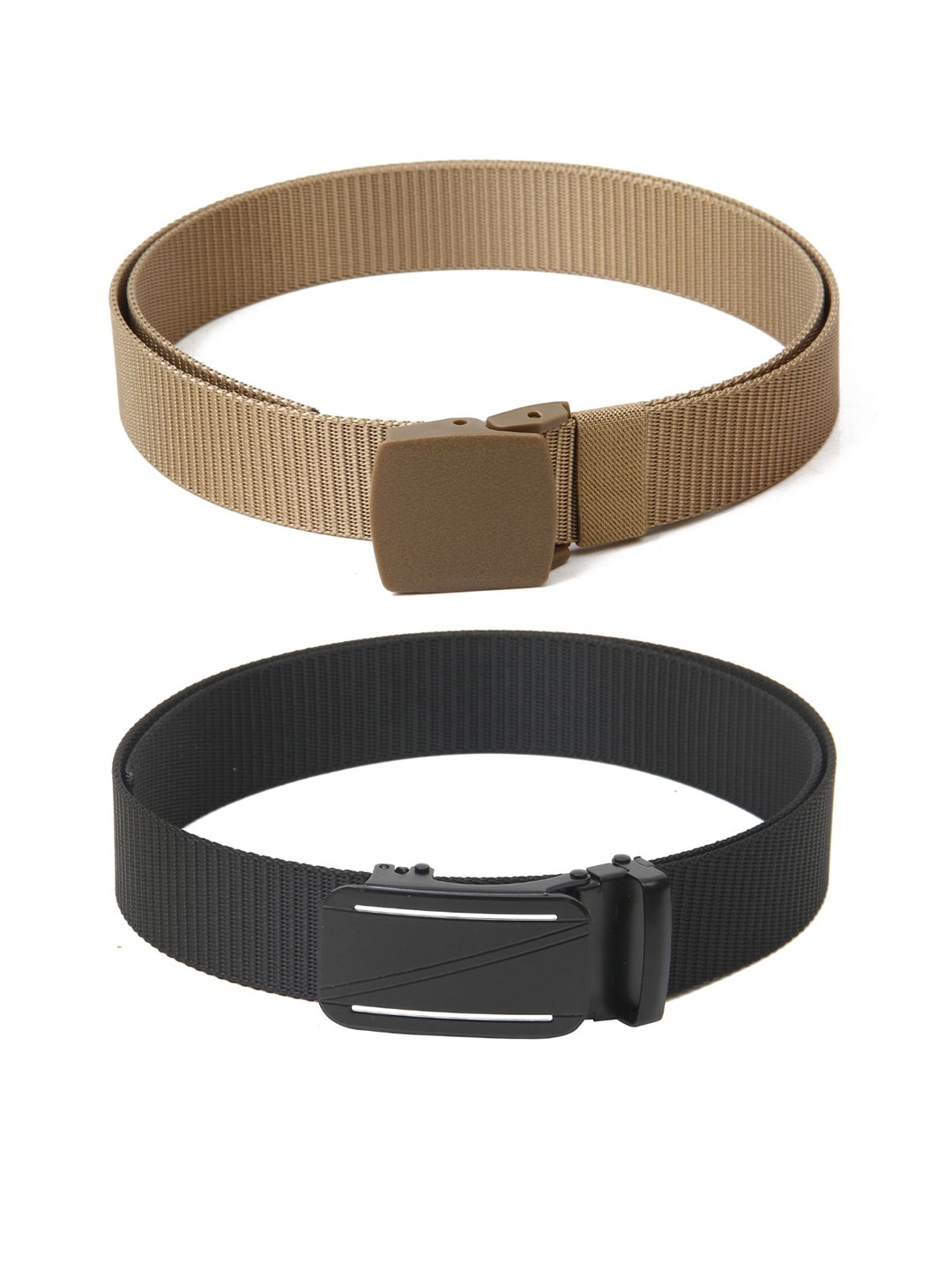 

Calvadoss Men Set Of 2 Textured Belts, Beige