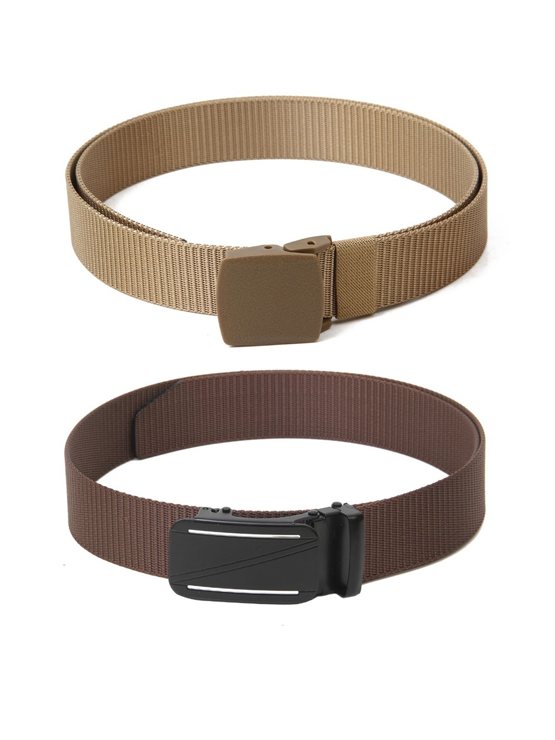 

Calvadoss Men Set Of 2 Textured Belts, Beige