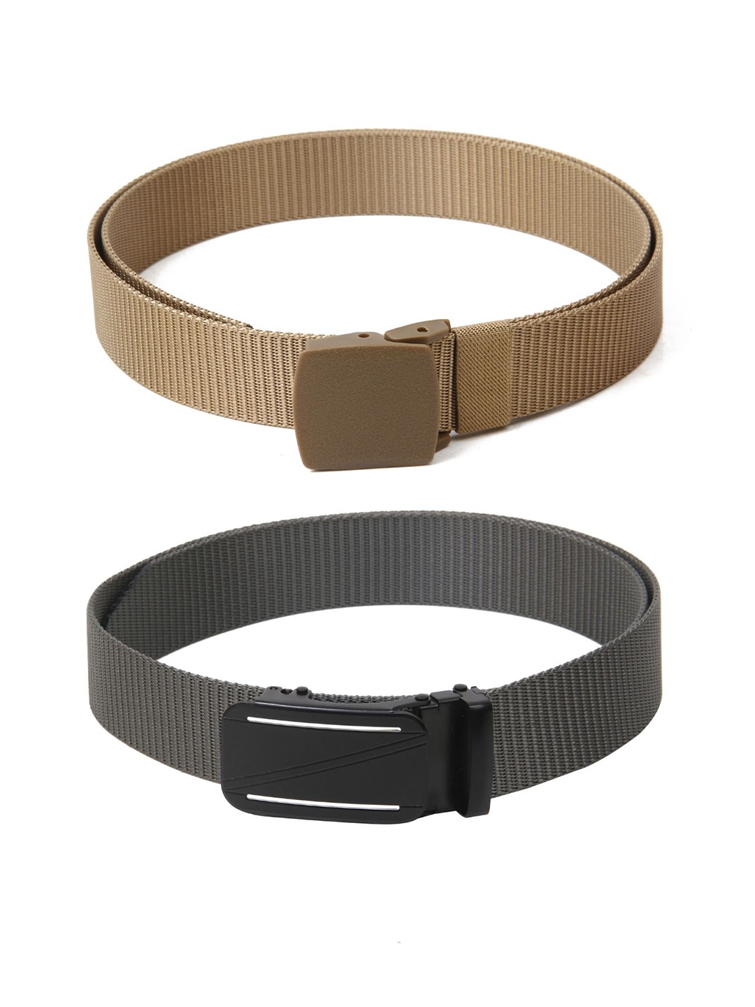 

Calvadoss Men Set Of 2 Textured Belts, Beige