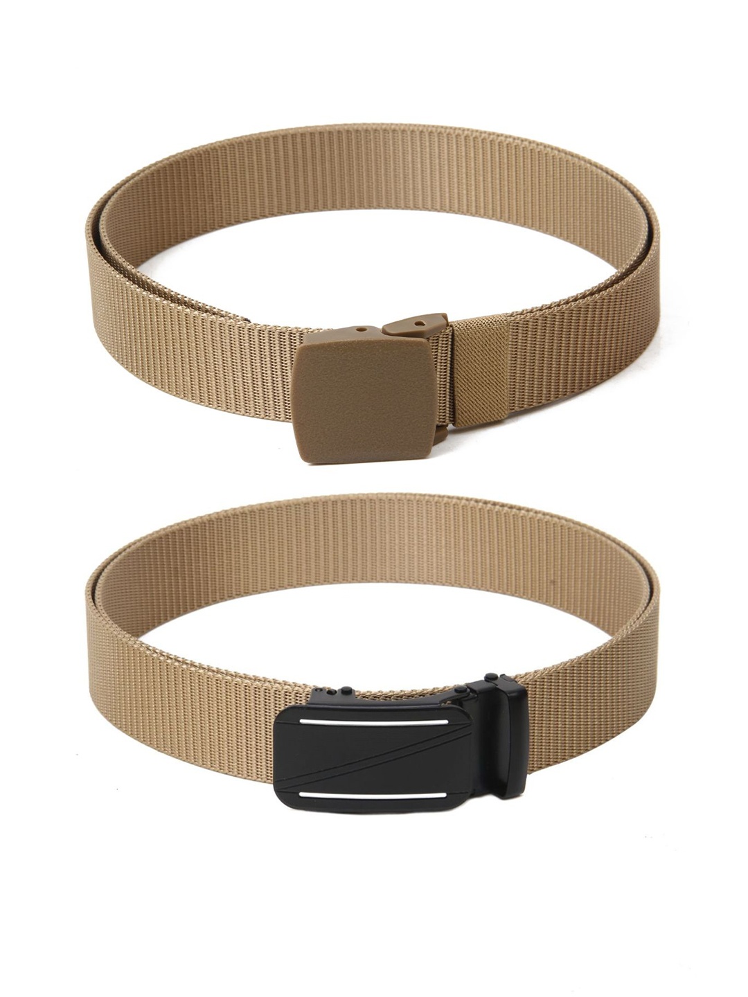

Calvadoss Men Set Of 2 Textured Belts, Beige