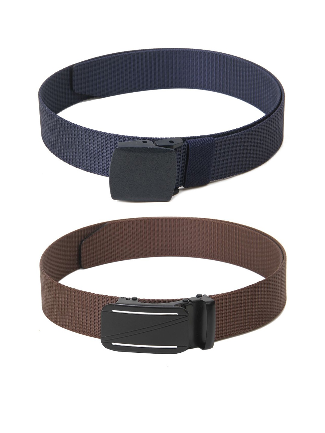 

Calvadoss Men Set Of 2 Textured Canvas Belts, Navy blue