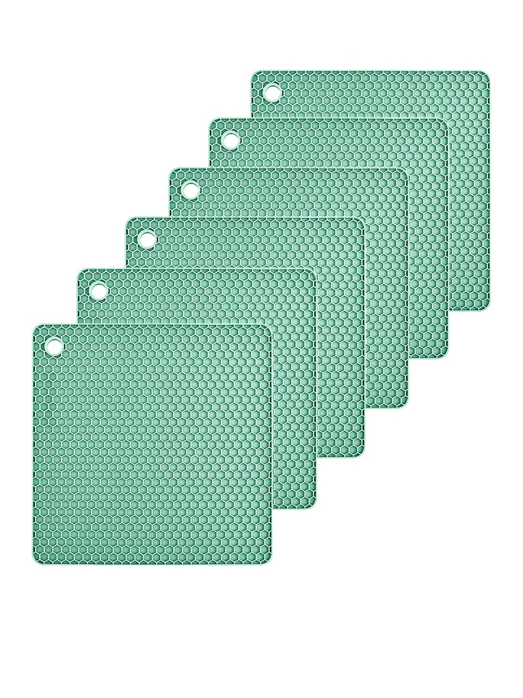 

P-Plus International Green 6 Pieces Textured Non-Slip Square Shaped Trivets