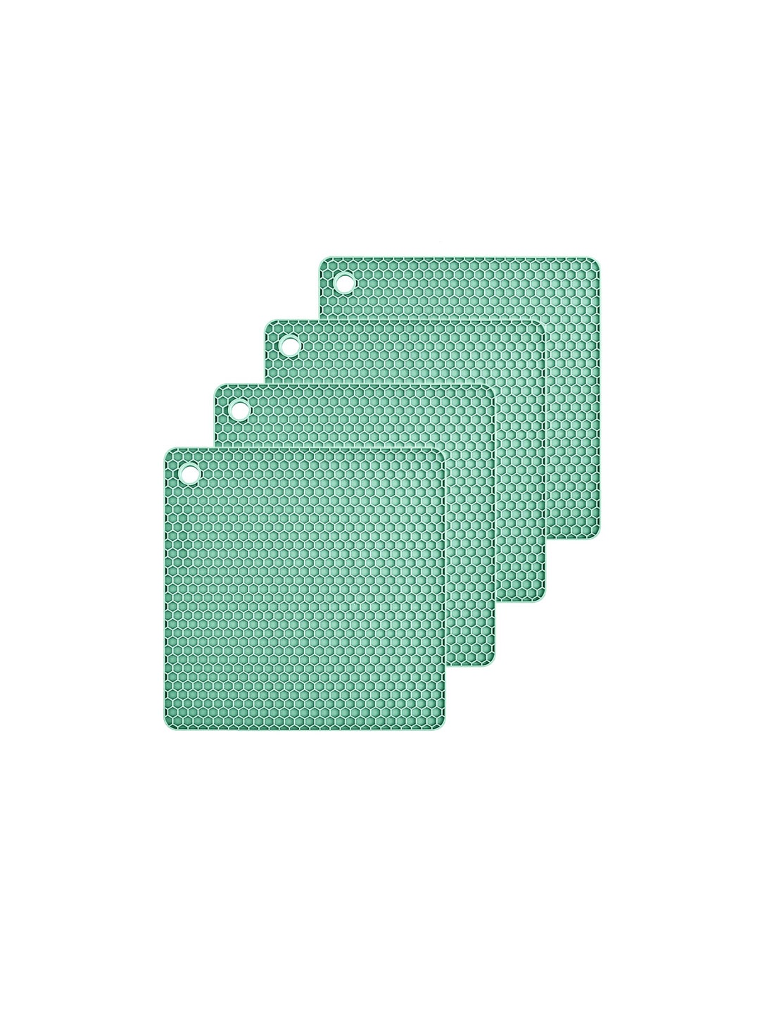 

P-Plus International Green 4 Pieces Textured Square Non-Slip Trivets