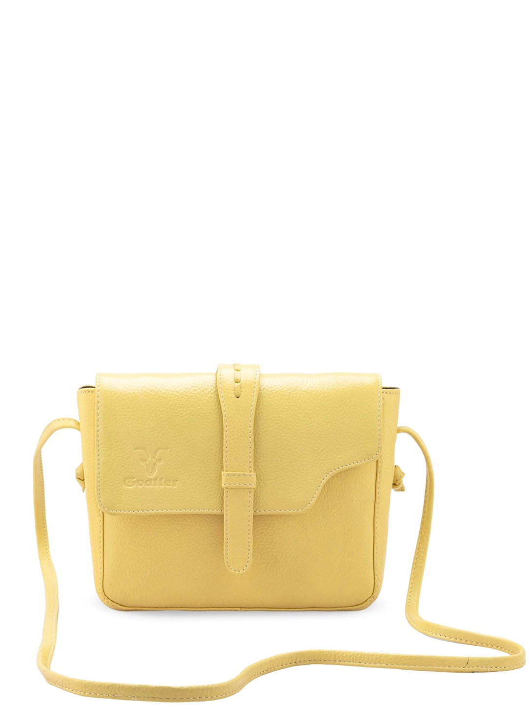 

Goatter Textured Leather Structured Leather Sling Bag, Yellow