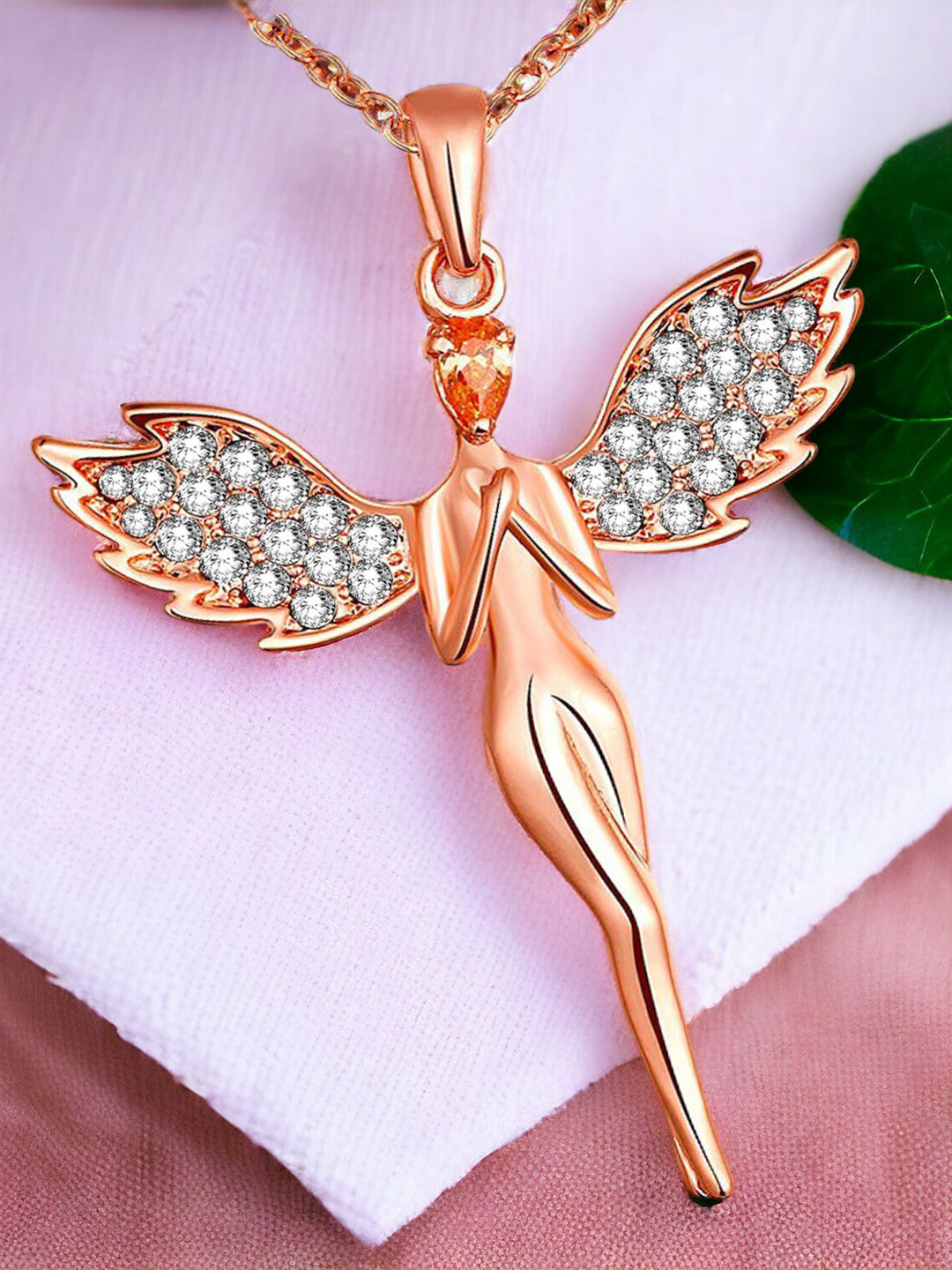

Okos Rose Gold Plated Pure Soul Angel Pendant with Chain