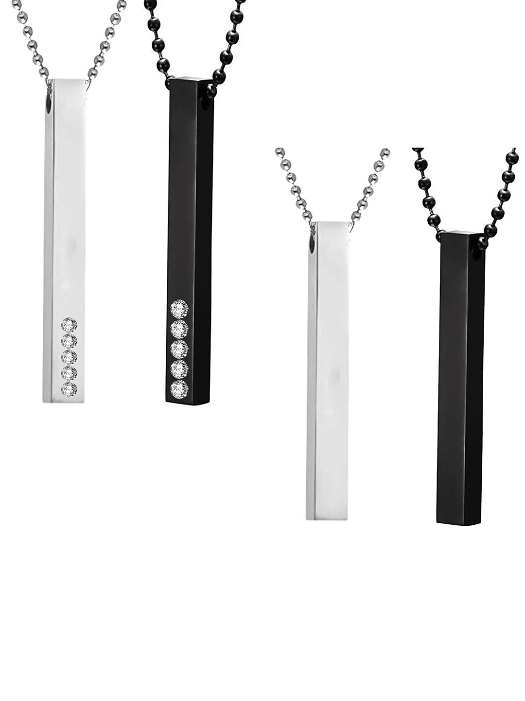 

Okos Men Set Of 4 Rhodium-Plated Pendants, Black