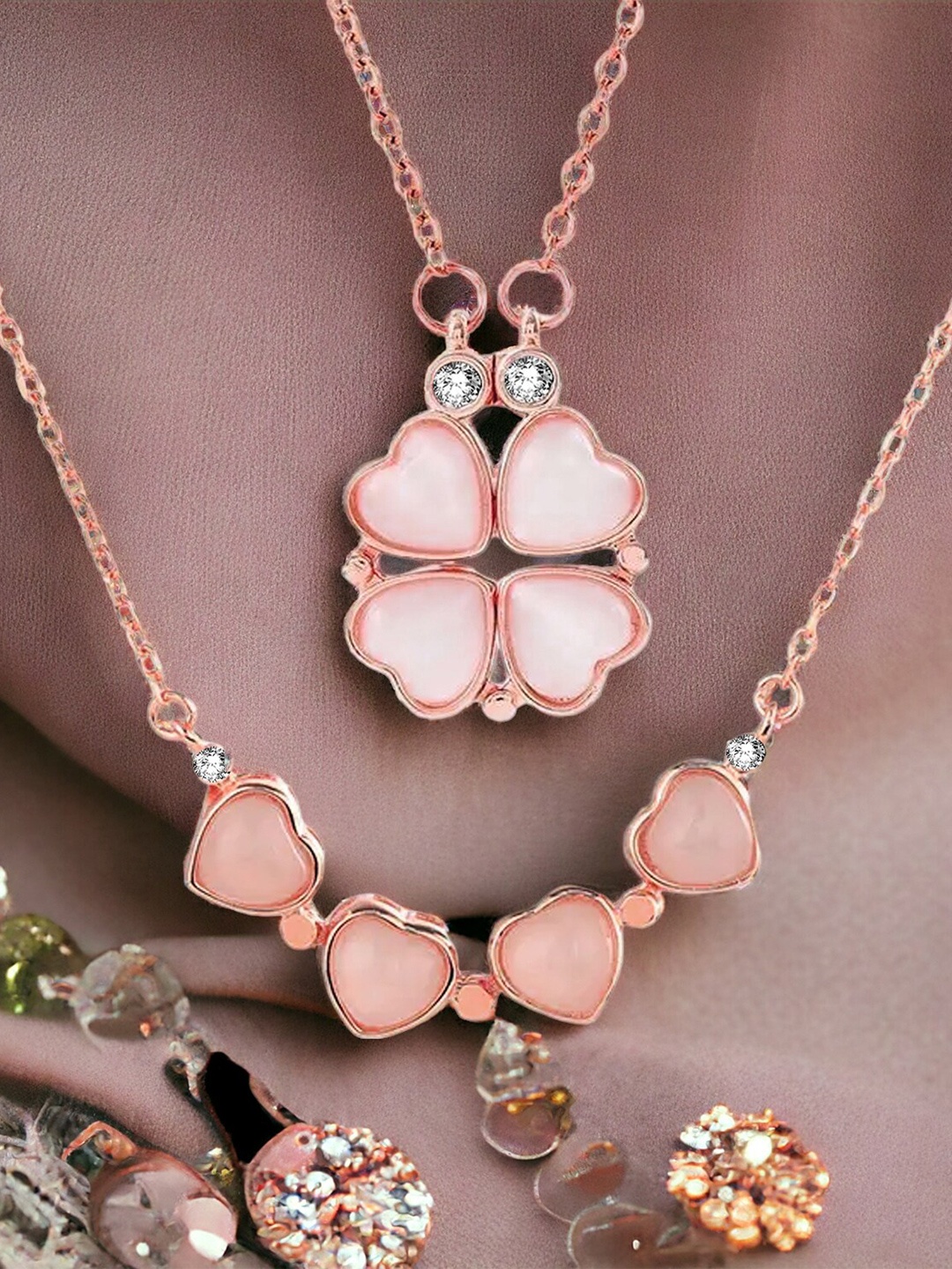 

Okos Rose Gold-Plated Cubic Zirconia Necklace