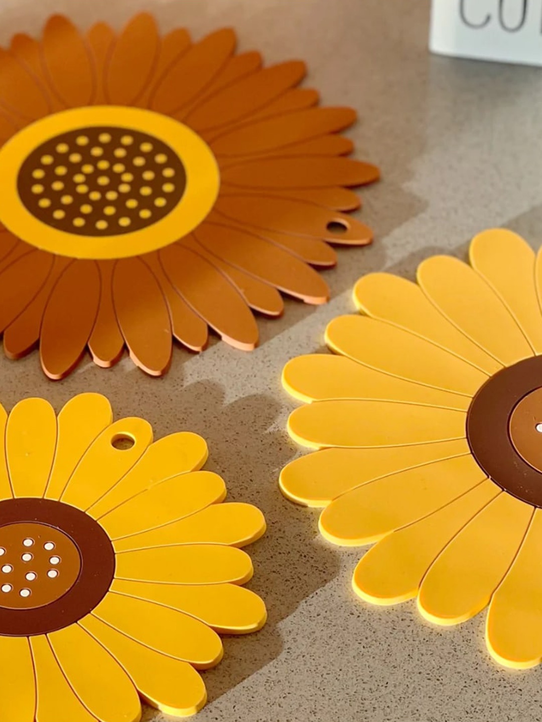 

P-Plus International Brown & Yellow 6 Pieces Floral Coasters