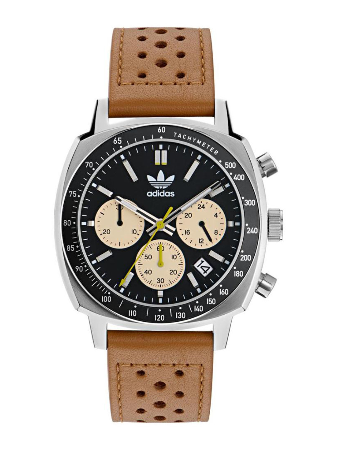 

ADIDAS Originals Unisex Brass Dial & Leather Straps Analogue Watch AOFH23576, Black