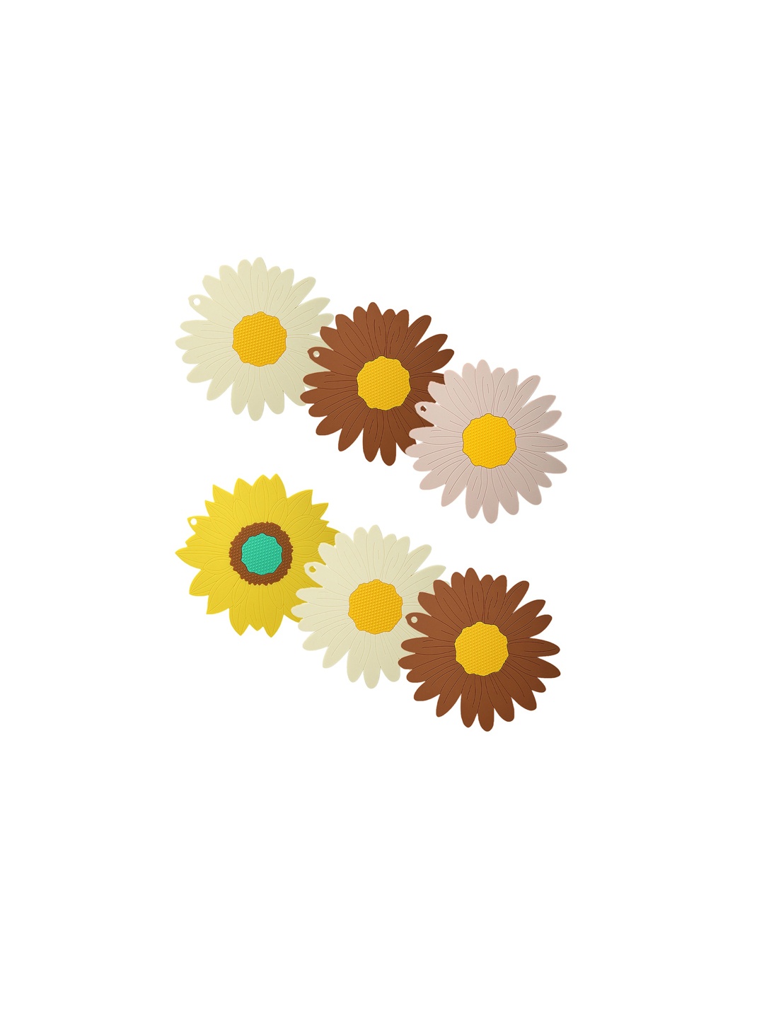 

P-Plus International Yellow & Brown 6 Pieces Sunflower Coasters