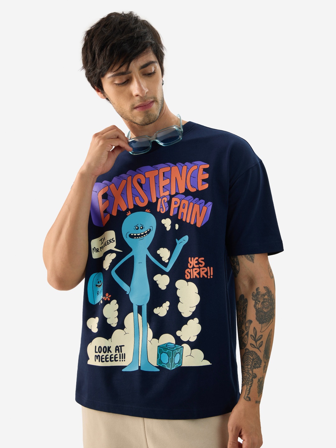 

The Souled Store Printed Round Neck Cotton T-shirt, Navy blue