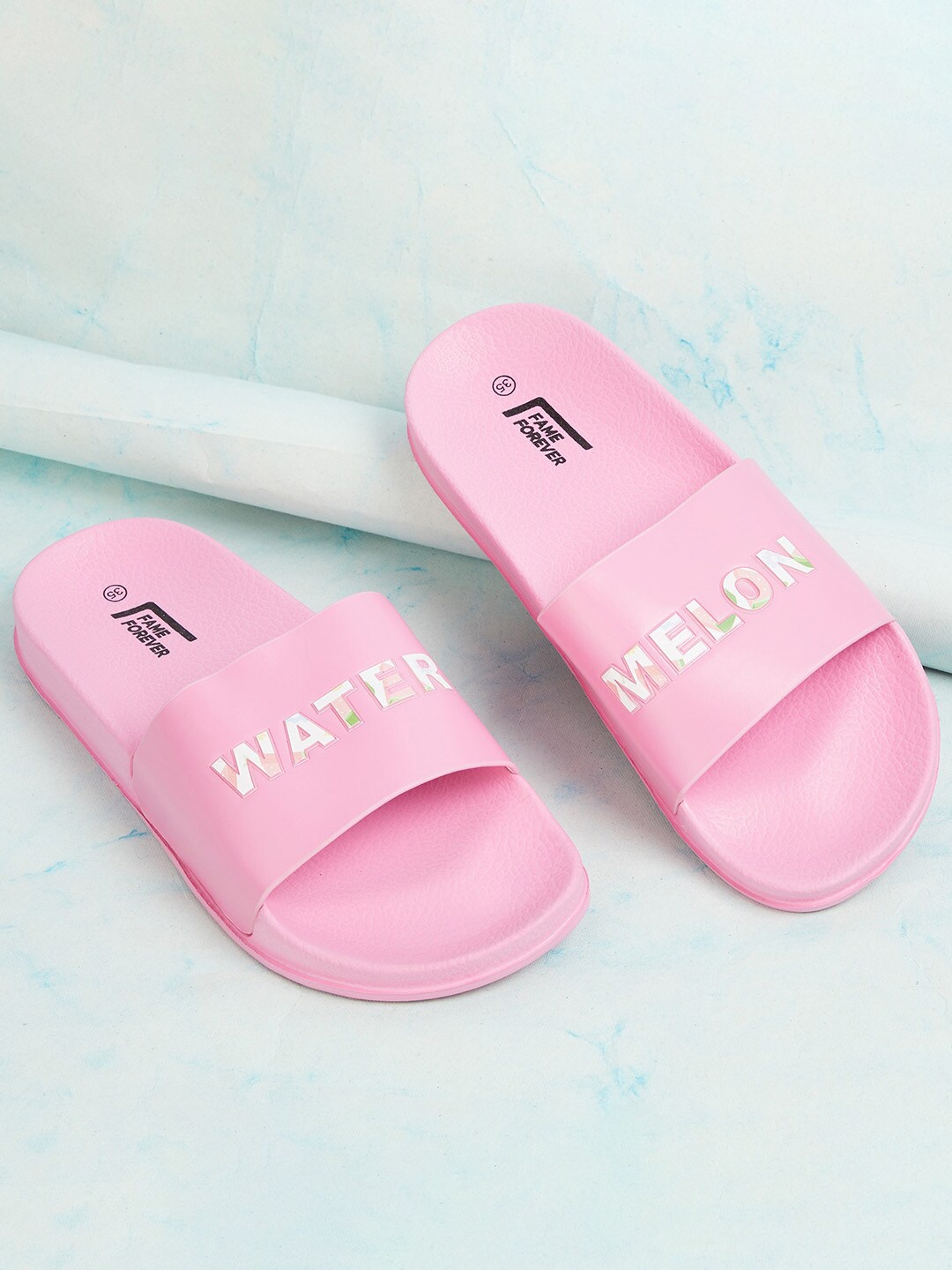 

Fame Forever by Lifestyle Girls Printed Sliders, Pink