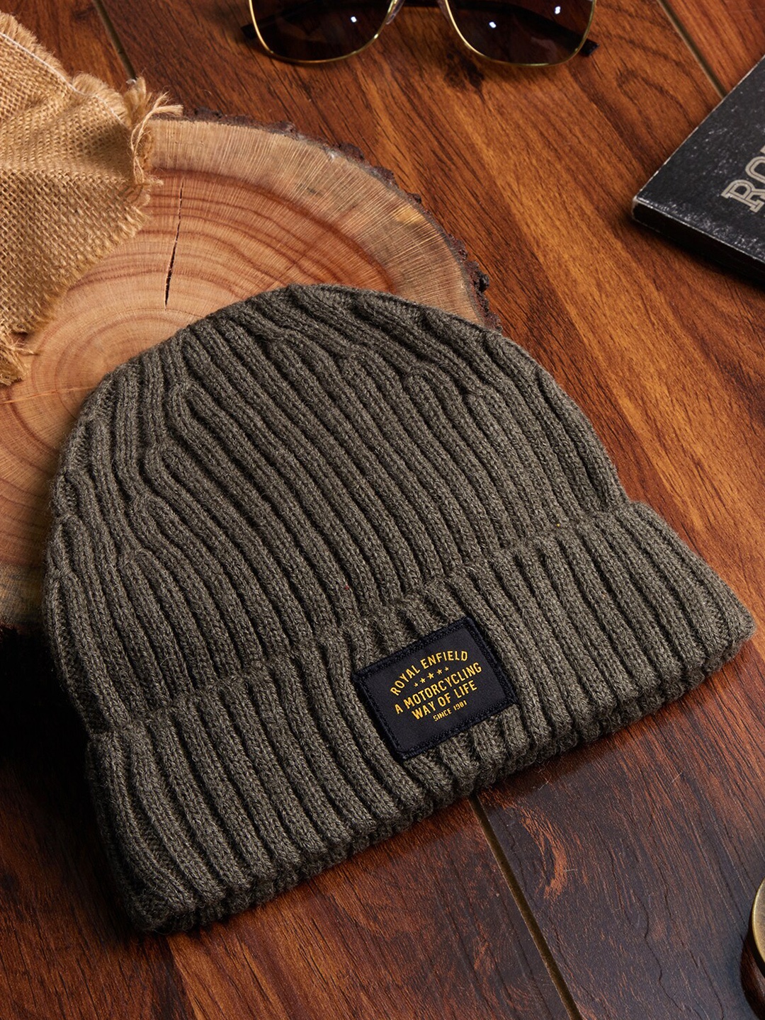 

Royal Enfield Men Self Design Acrylic Wool Beanie Cap, Charcoal