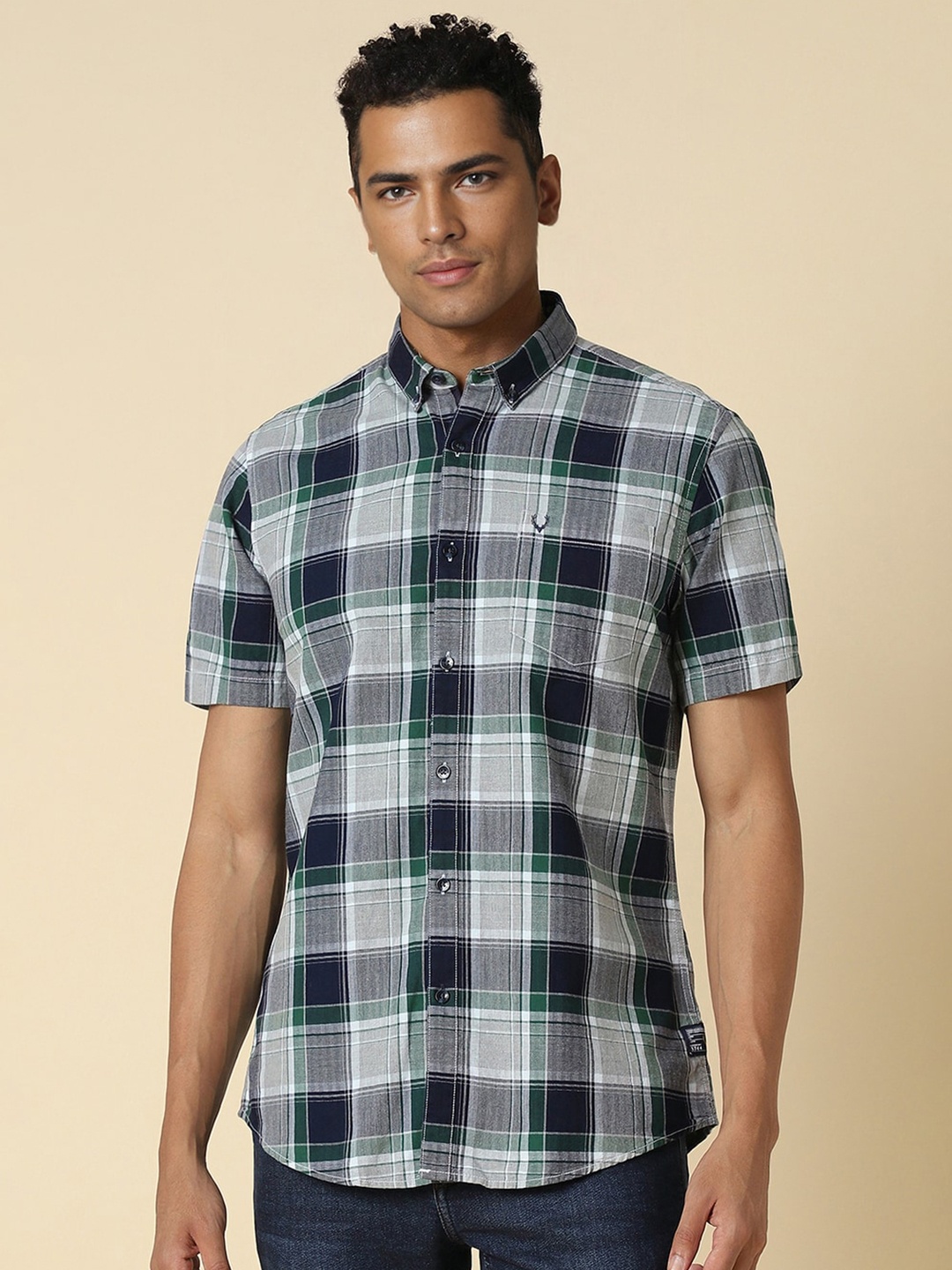

Allen Solly Tartan Checks Cotton Checked Casual Shirt, Grey