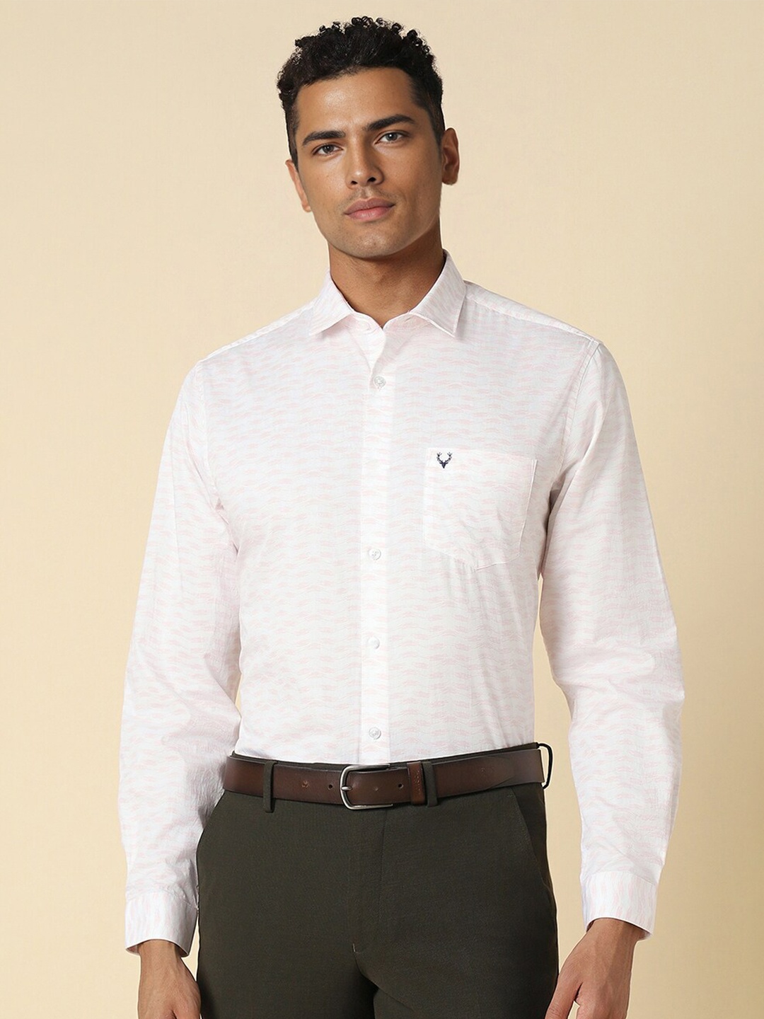 

Allen Solly Slim Fit Abstract Printed Full Sleeves Formal Shirt, White