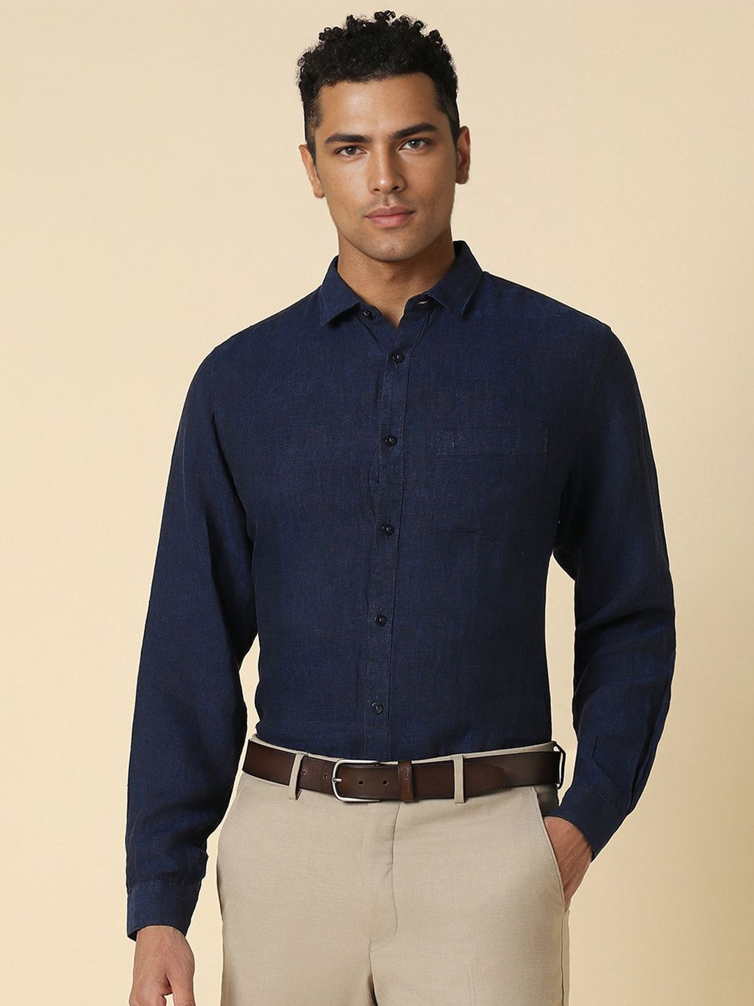 

Allen Solly Slim Fit Cotton Formal Shirt, Navy blue