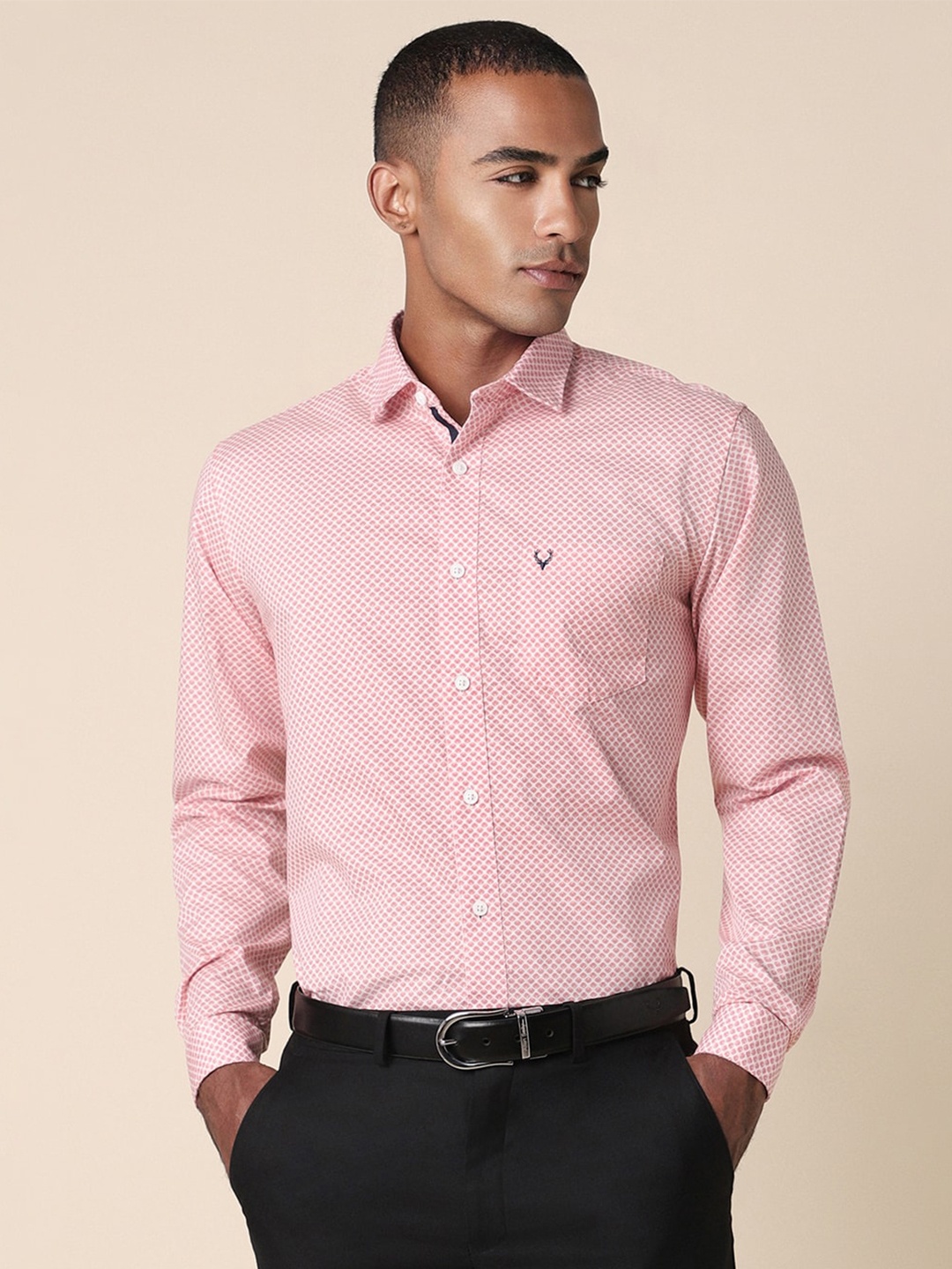 

Allen Solly Slim Fit Striped Spread Collar Long Sleeves Cotton Formal Shirt, Pink