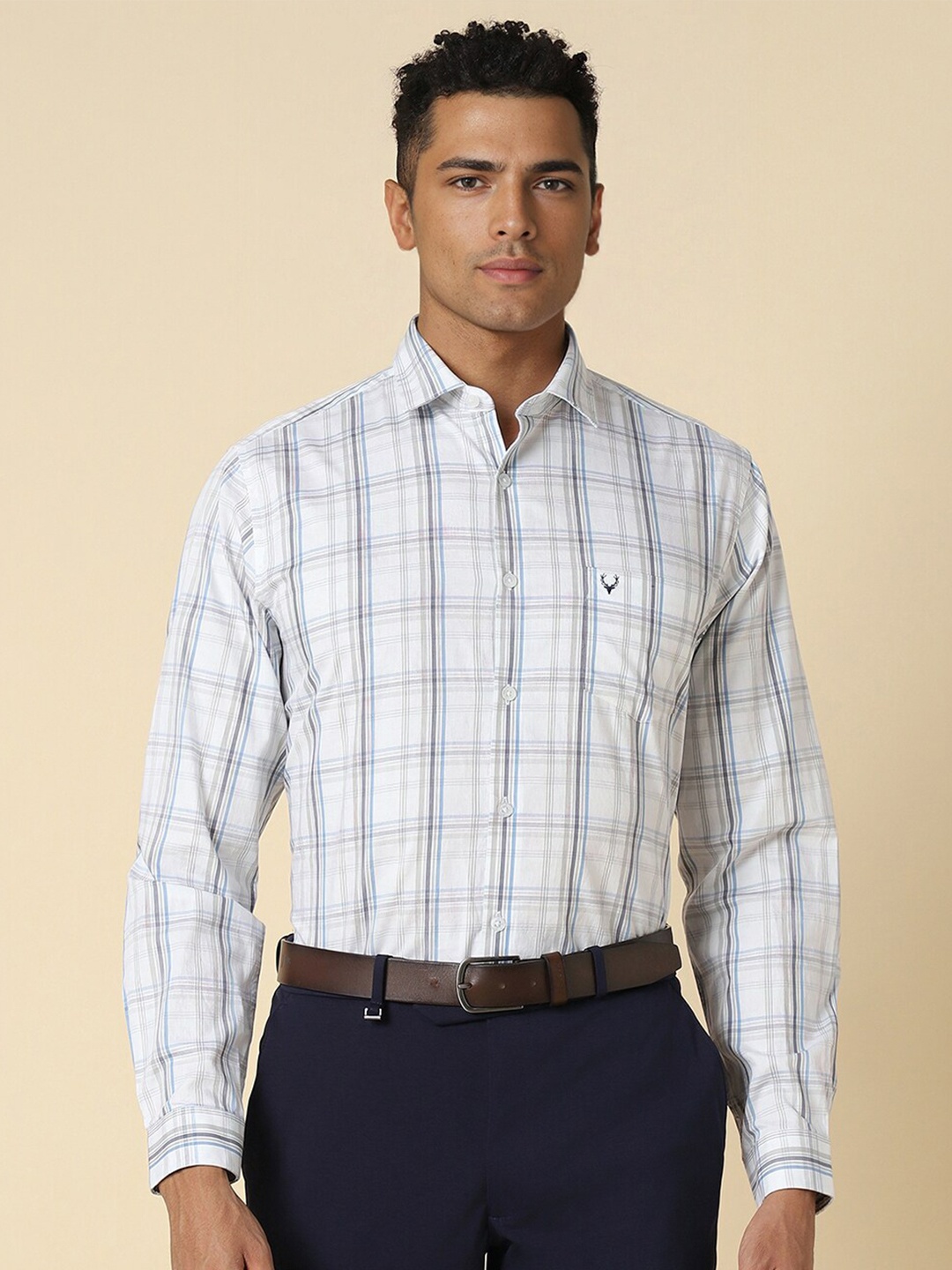 

Allen Solly Slim Fit Cotton Checked Formal Shirt, White