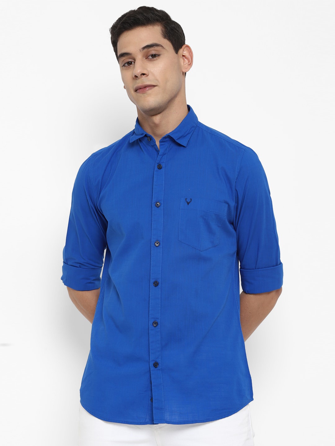 

Allen Solly Slim Fit Spread Collar Cotton Casual Shirt, Blue