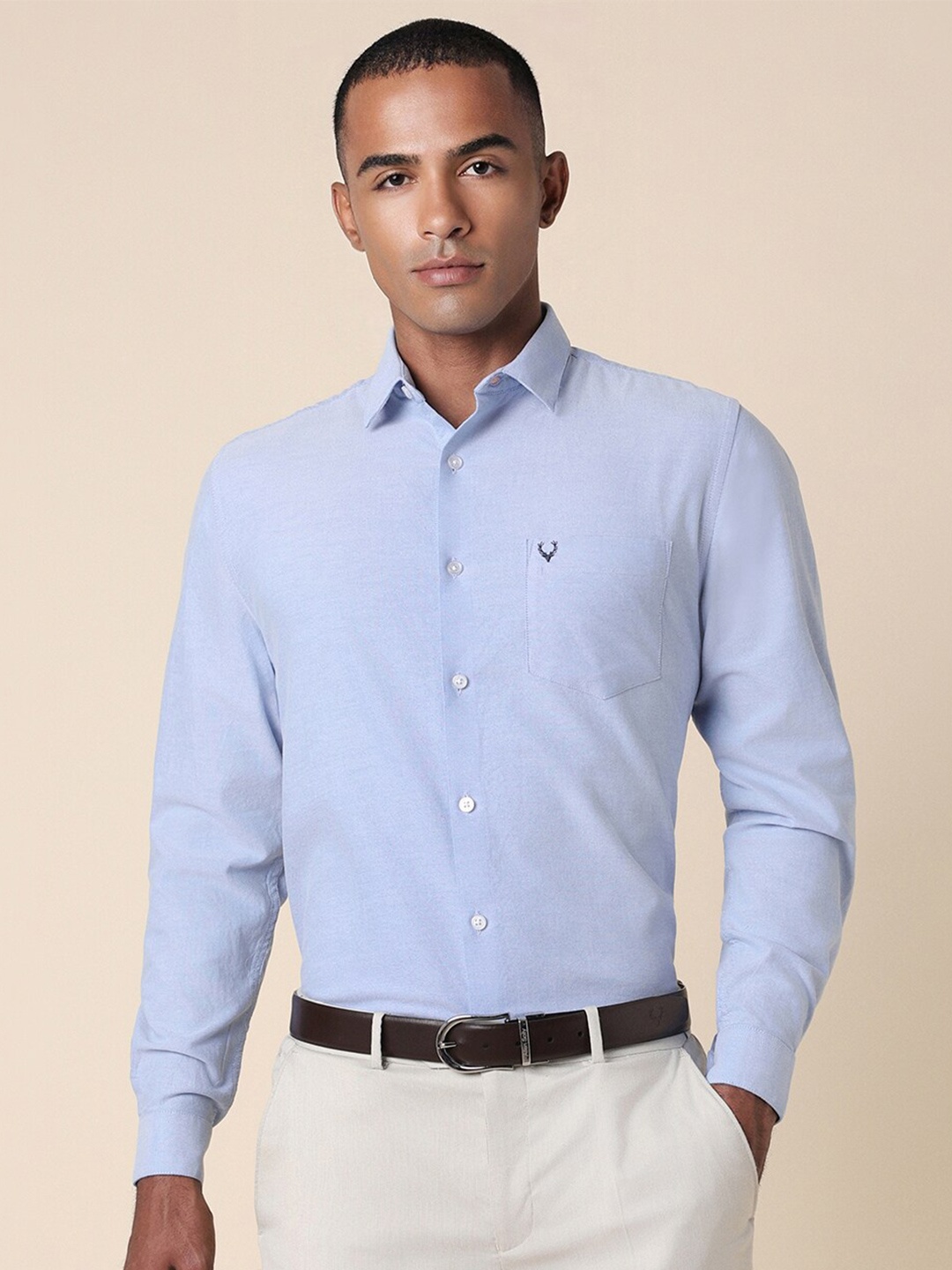 

Allen Solly Slim Fit Full Sleeves Pure Cotton Formal Shirt, Blue