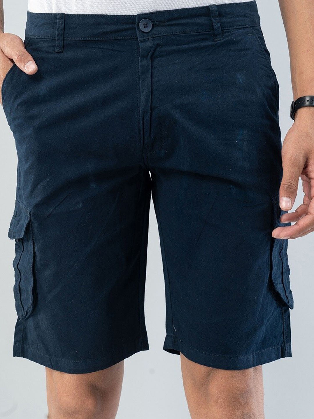 

Sterio Pace Men Cotton Cargo Shorts, Navy blue