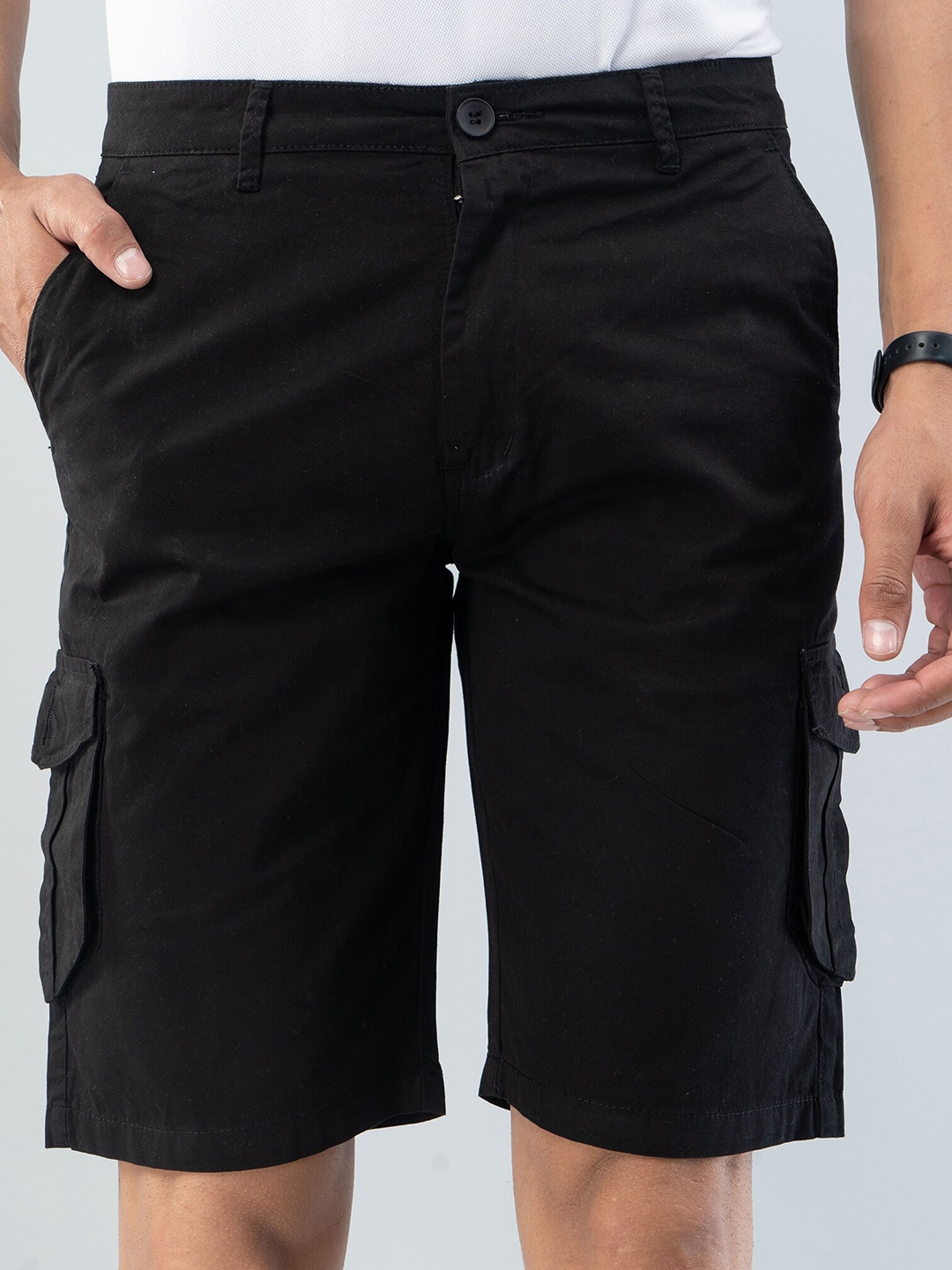 

Sterio Pace Men Cotton Cargo Shorts, Black