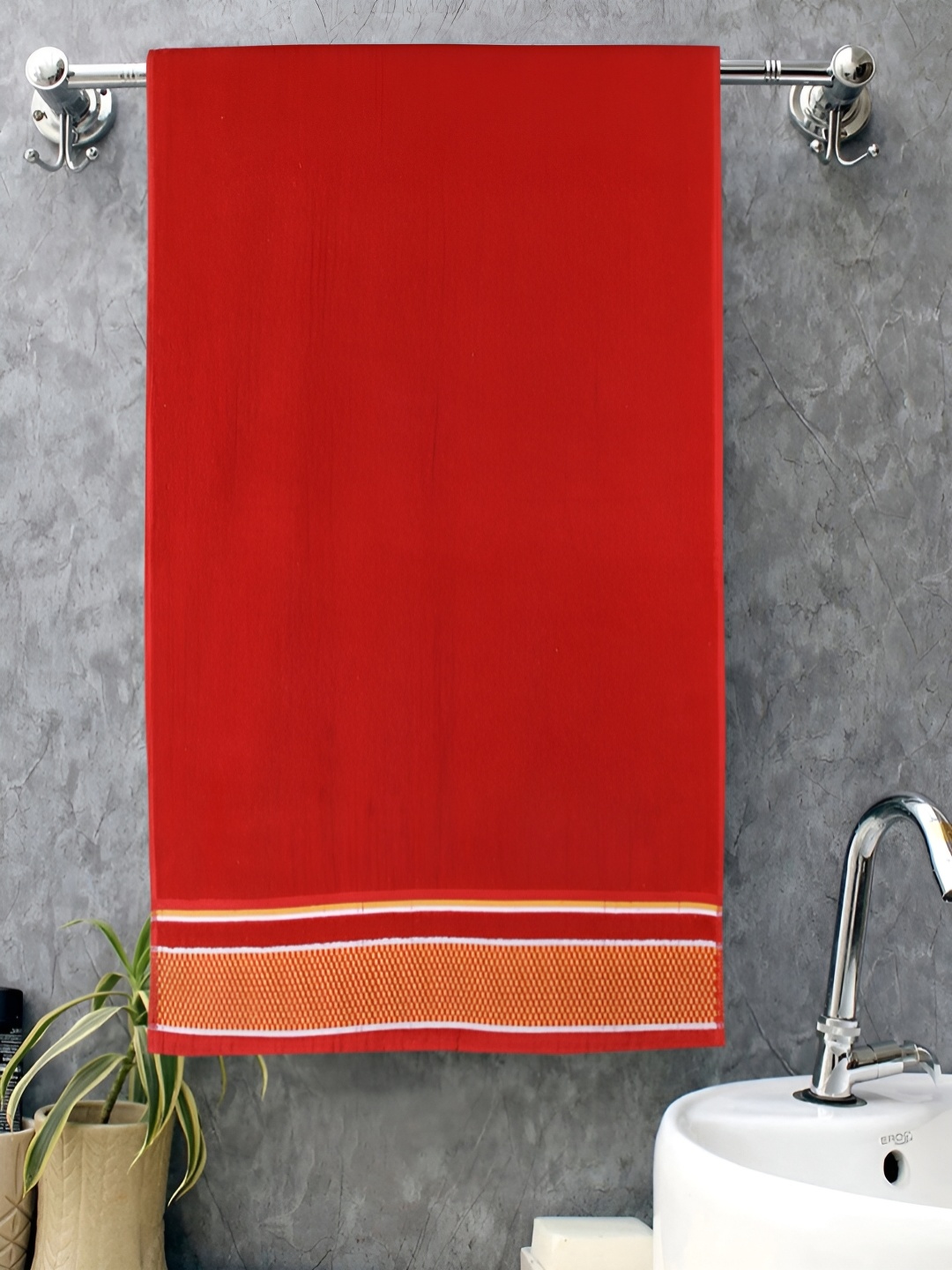 

Aura Red & Orange Cotton 500 GSM Bath Towel