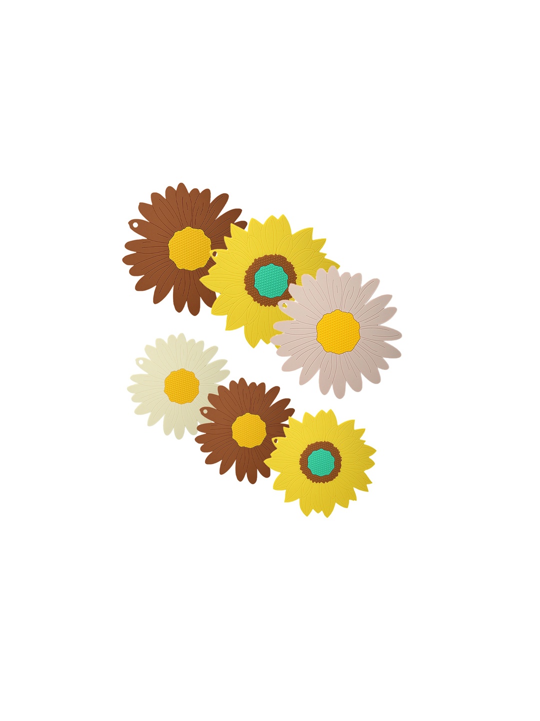 

P-Plus International Yellow & Brown 6 Pieces Sunflower Shaped Coasters
