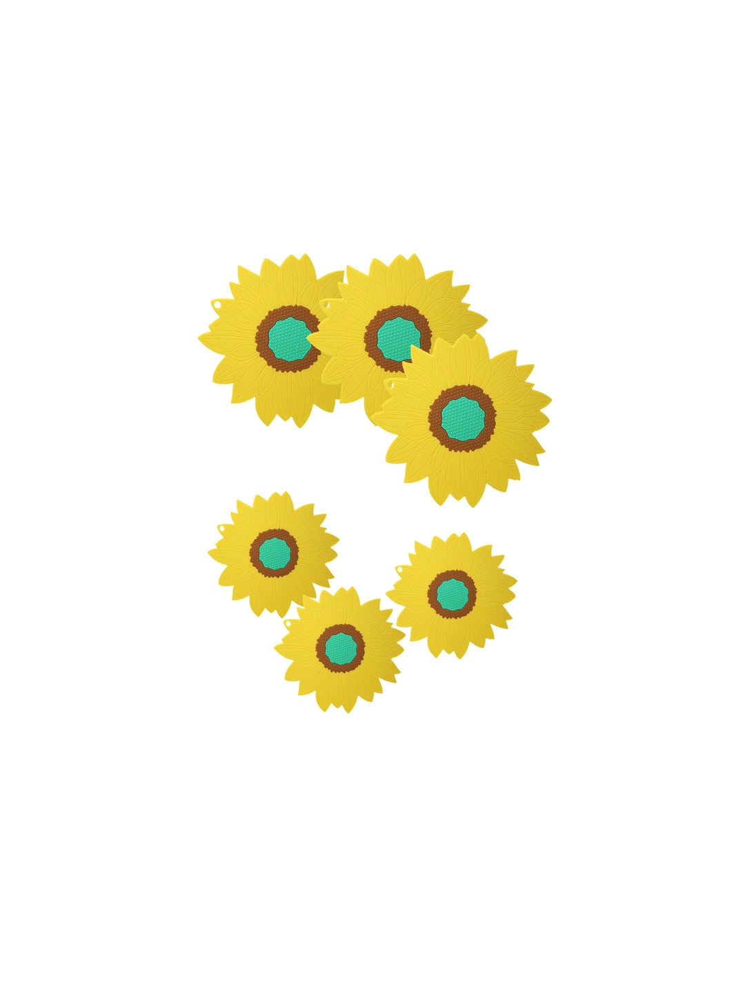 

P-Plus International Yellow & Green 6 Pieces Sunflower Shaped Coasters