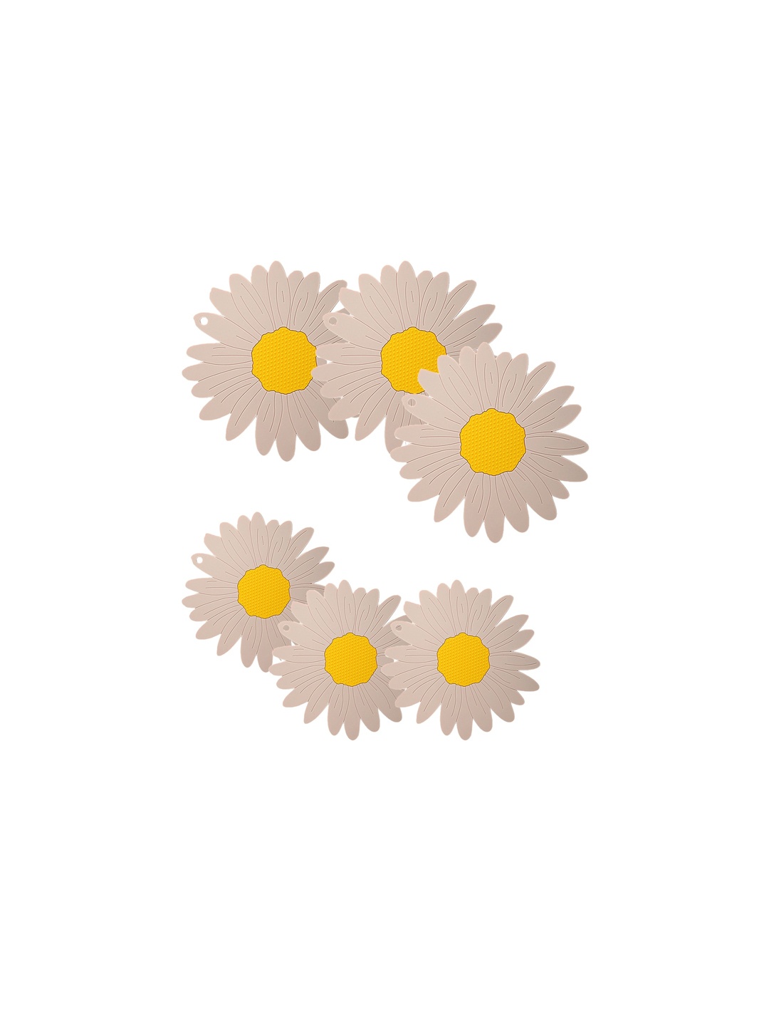 

P-Plus International White & Yellow 6 Pieces Sunflower Shaped Coasters