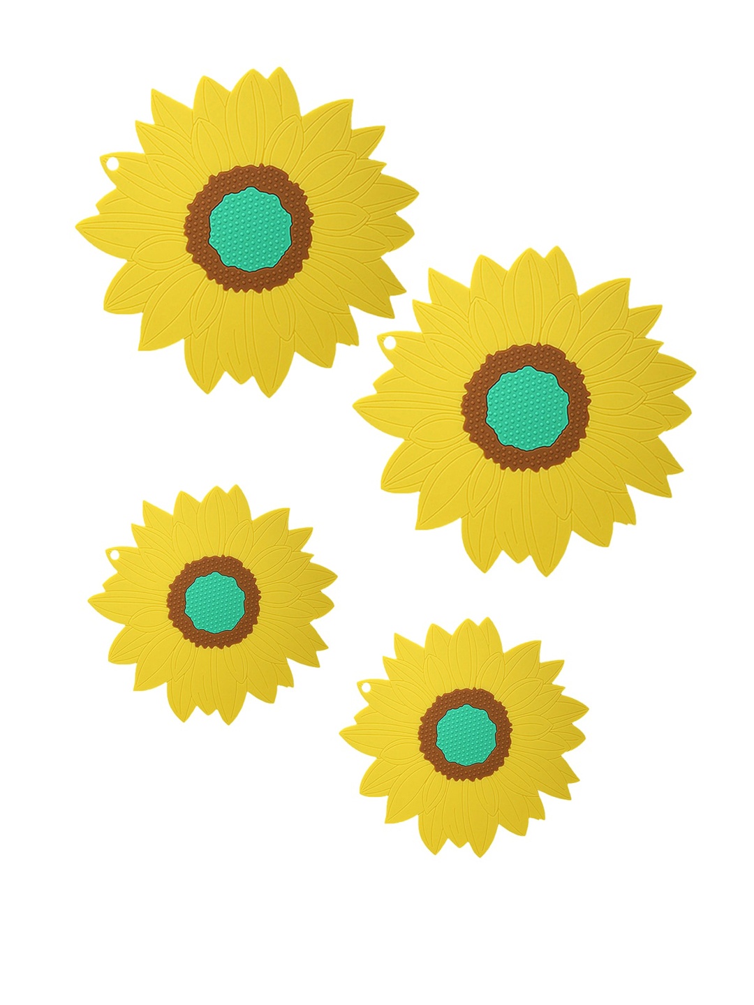

P-Plus International Yellow & Green 4 Pieces Sunflower Shaped Coasters