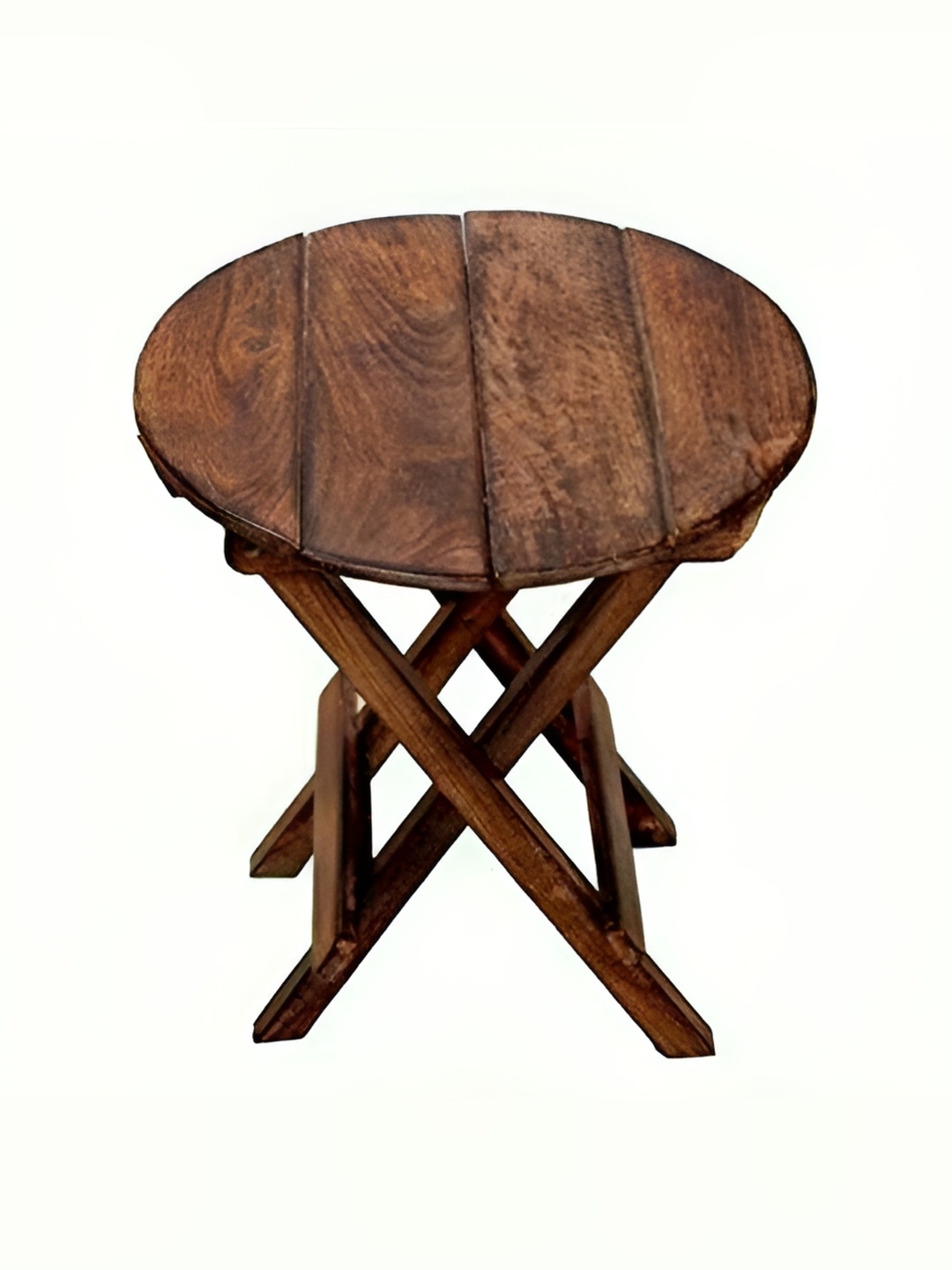 

SANKALAN CREATIONS Brown Wooden Round Shaped Foldable Stool