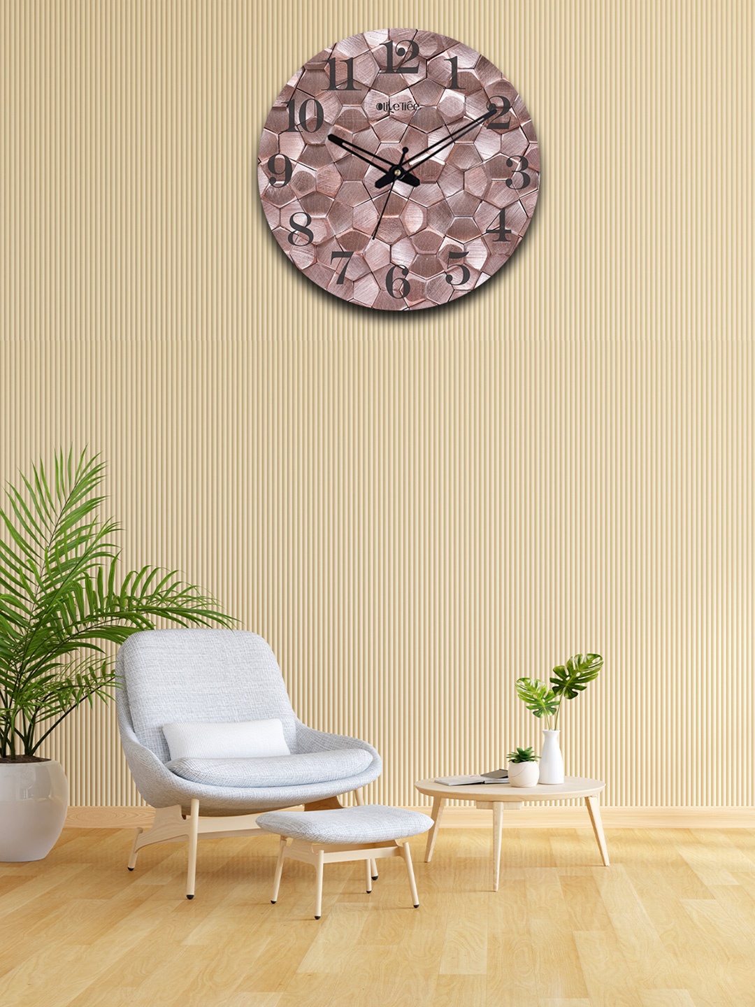 

OLIVE TREE Brown Printed Wooden Round Shaped Contemporary Wall Clock
