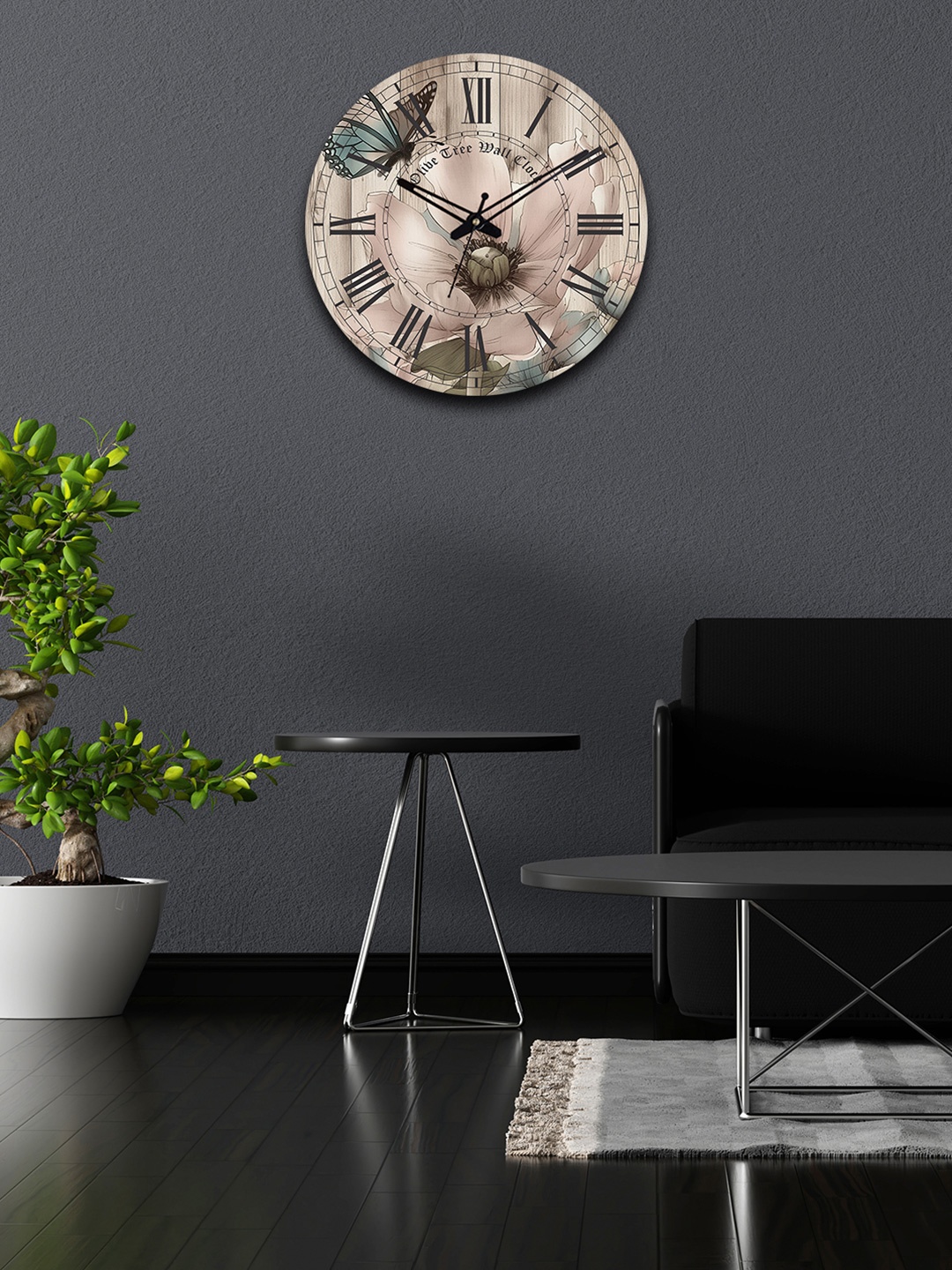 

OLIVE TREE Beige & Blue Printed Wooden Contemporary Wall Clock