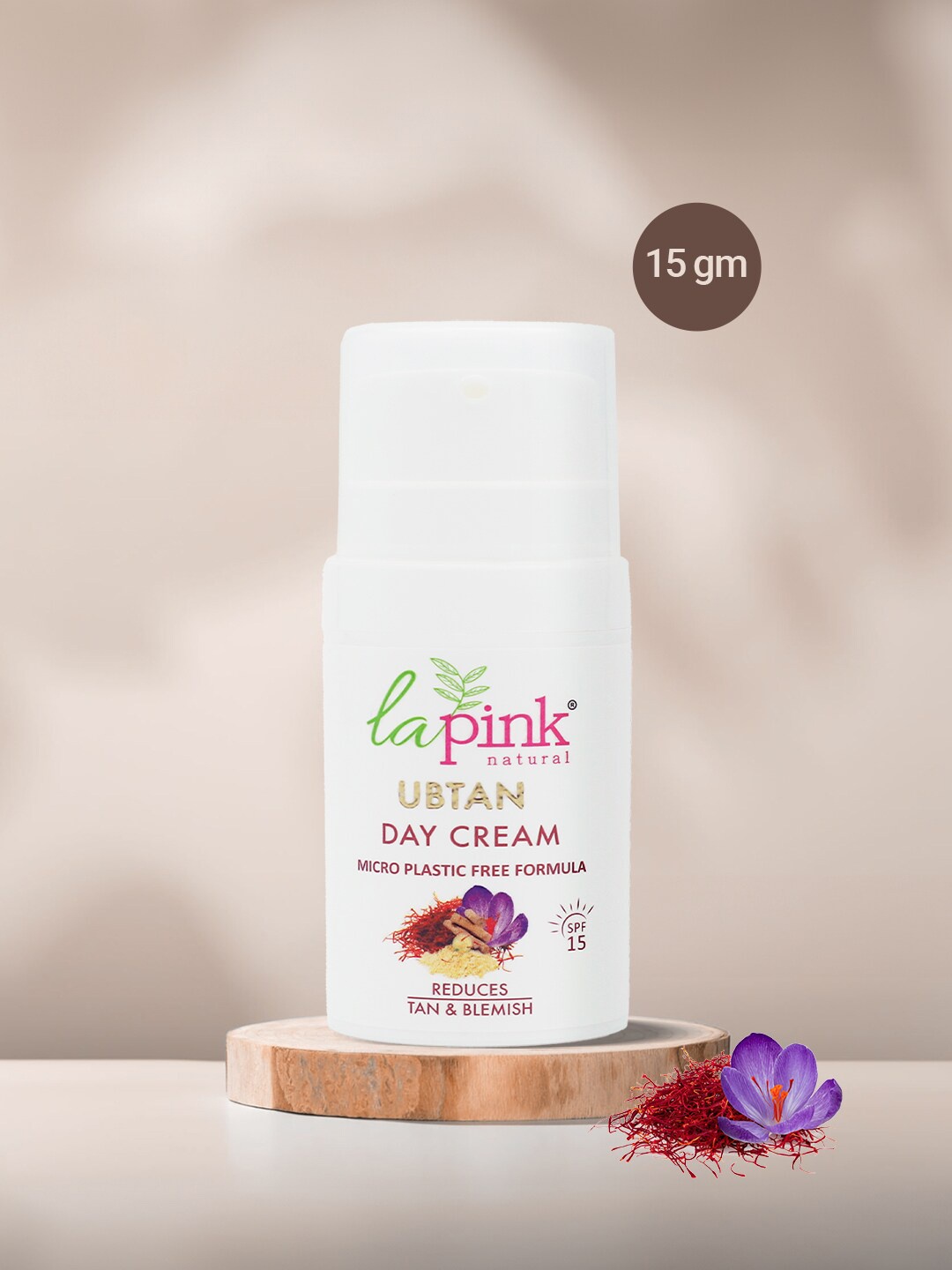 

La Pink Ubtan SPF 15 Oil-Free Day Cream with Saffron & White Haldi for Glowing Skin - 15 g