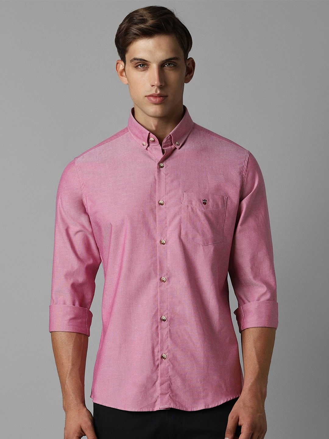 

Louis Philippe Sport Slim Fit Button-Down Collar Long Sleeves Cotton Casual Shirt, Pink