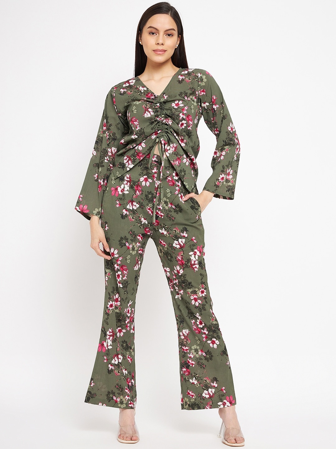 

Fashfun Floral Printed Top & Trouser Co-Ords, Green