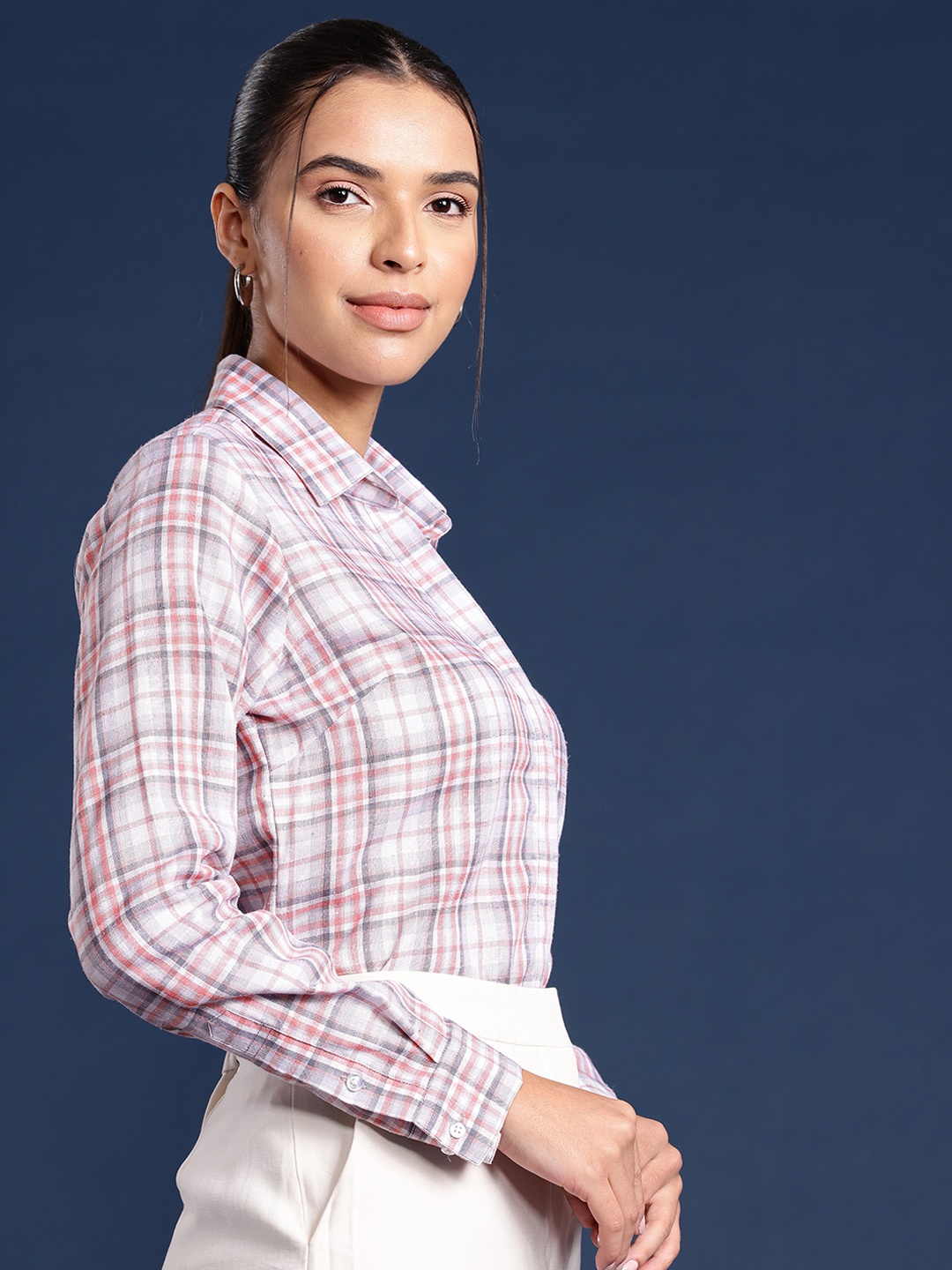 

Hancock Standard Windowpane Checked Formal Shirt, White