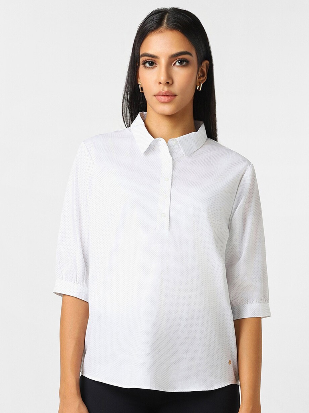 

Van Heusen Woman Micro Ditsy Printed Pure Cotton Formal Shirt, White