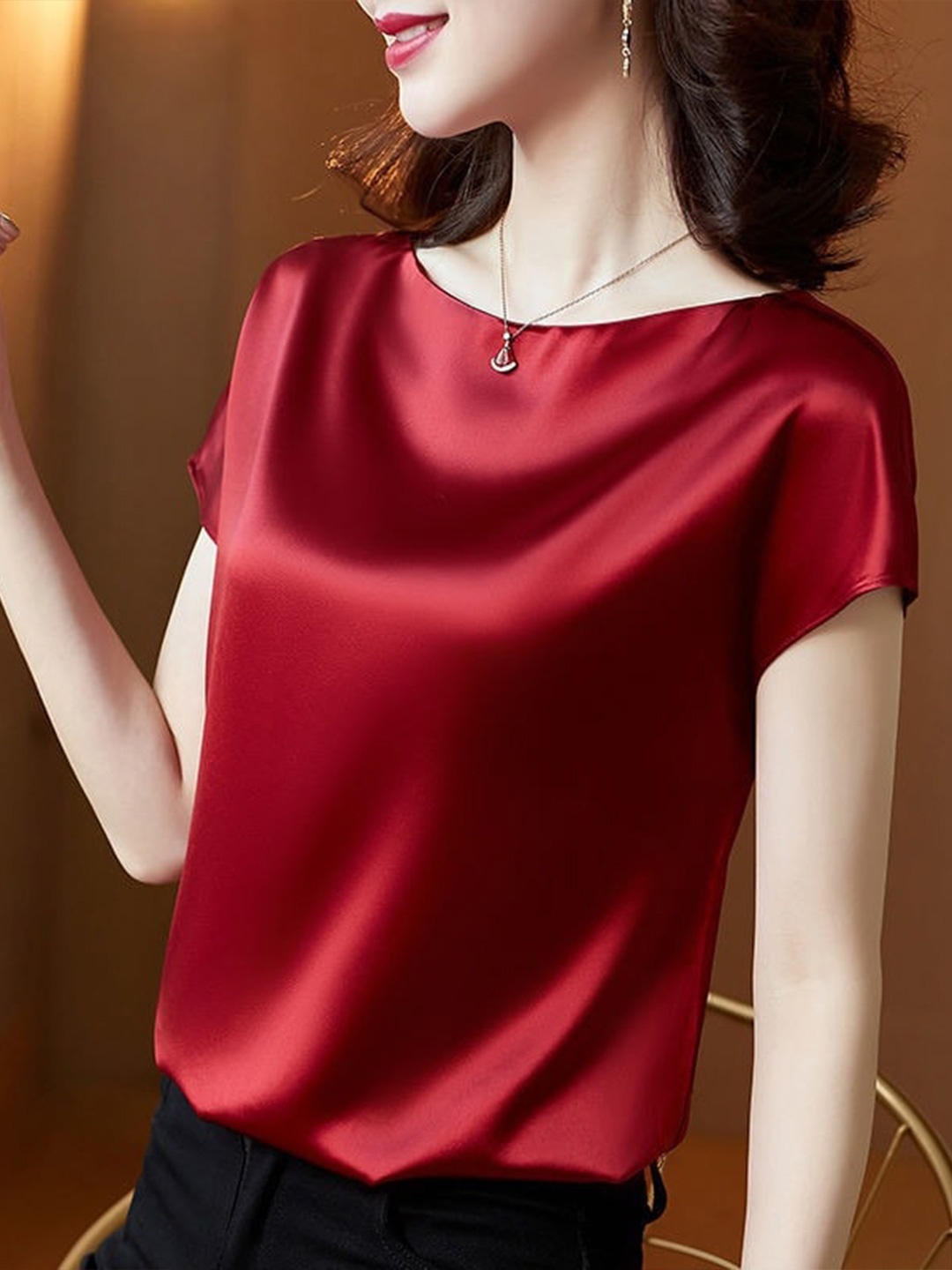 

StyleCast Round Neck Extended Sleeves Regular Top, Red