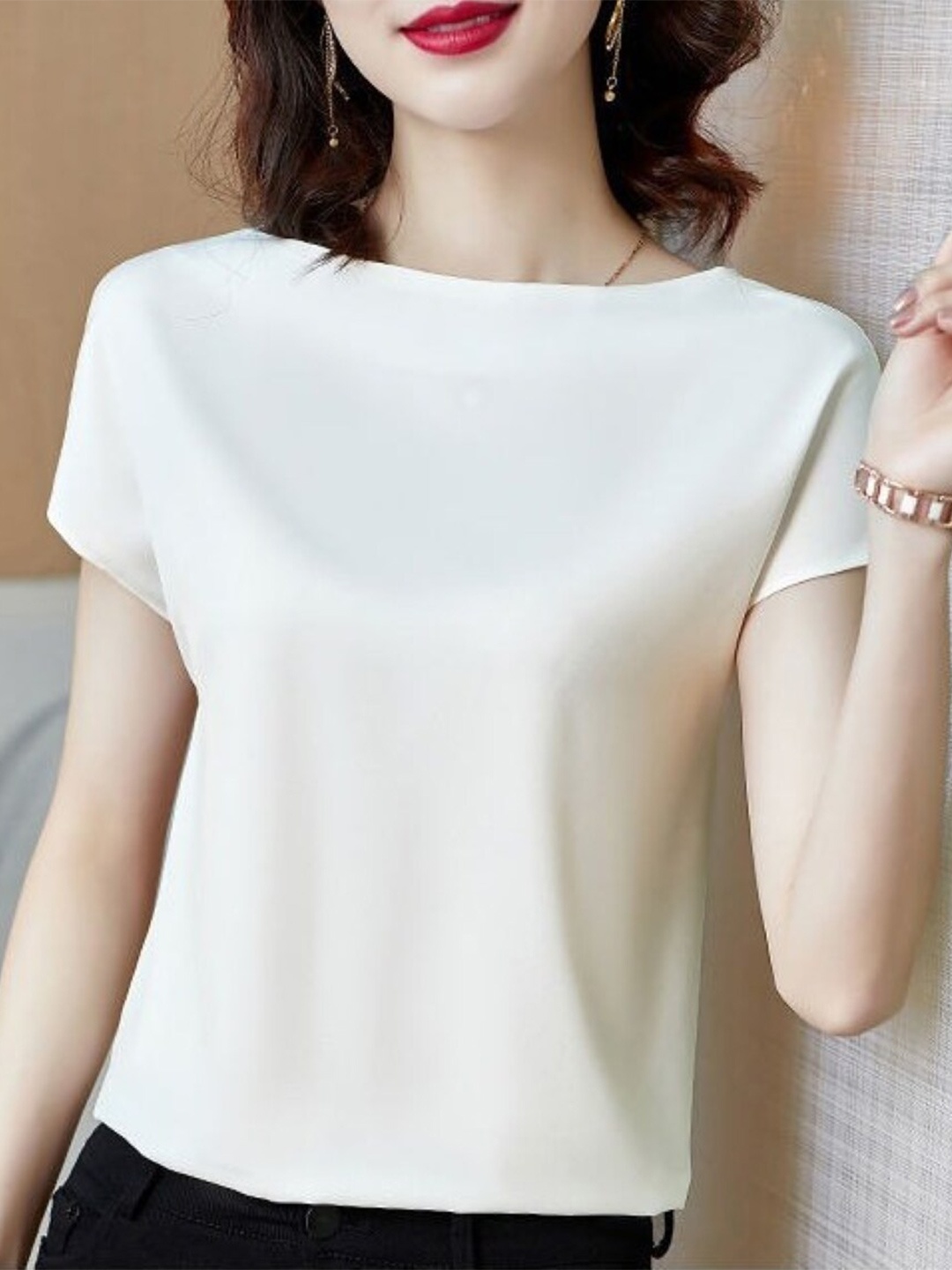 

StyleCast Round Neck Extended Sleeves Regular Top, White