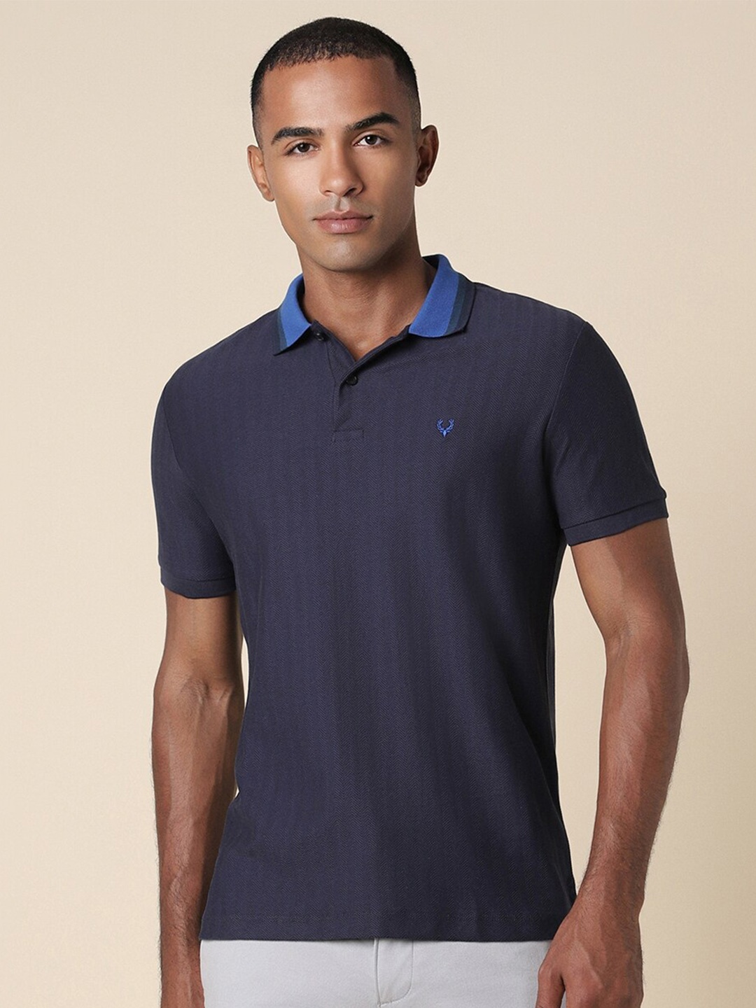 

Allen Solly Polo Collar Short Sleeves Cotton T-shirt, Blue