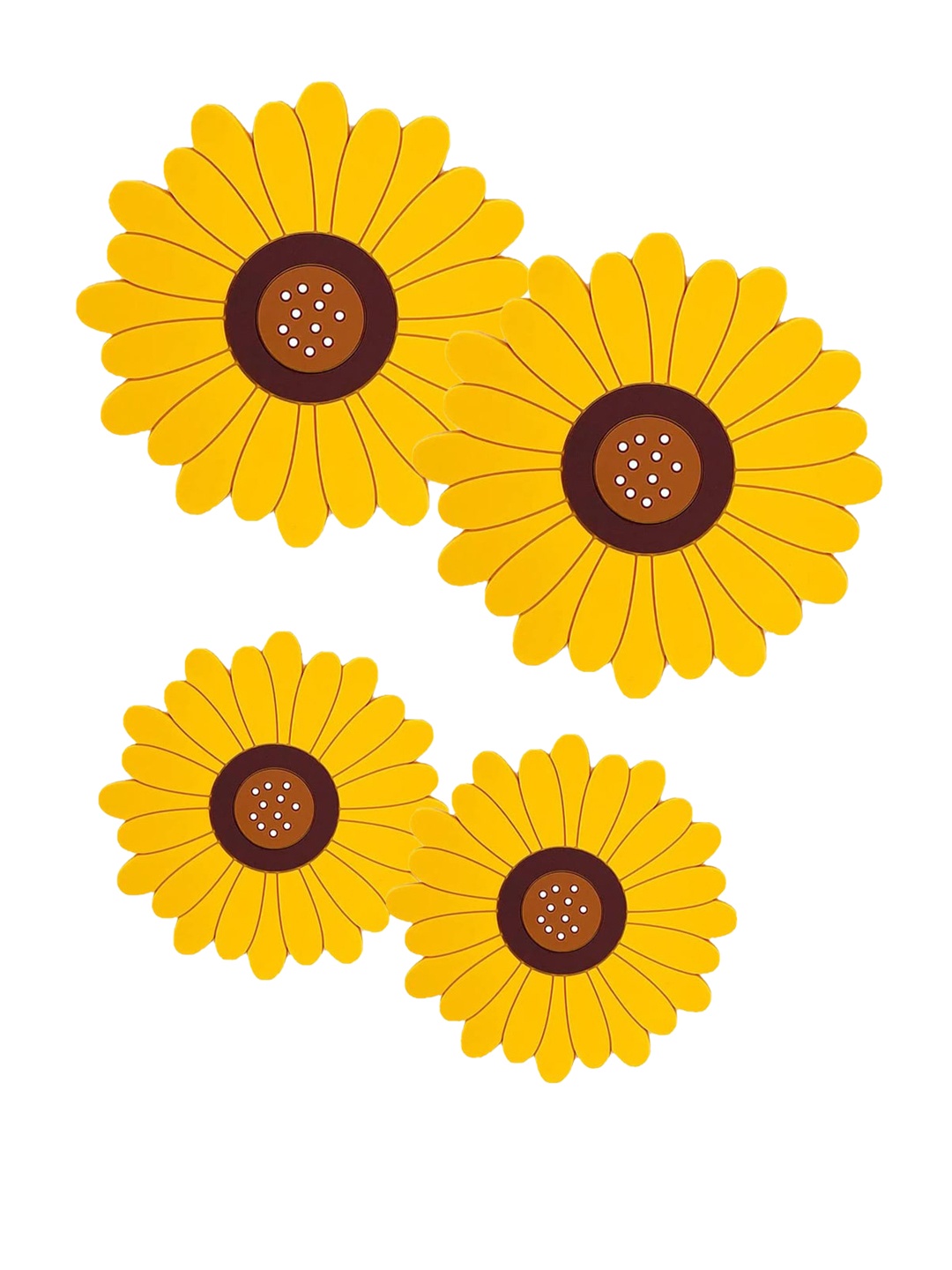 

P-Plus International Yellow & Brown 4 Pieces Sunflower Coasters