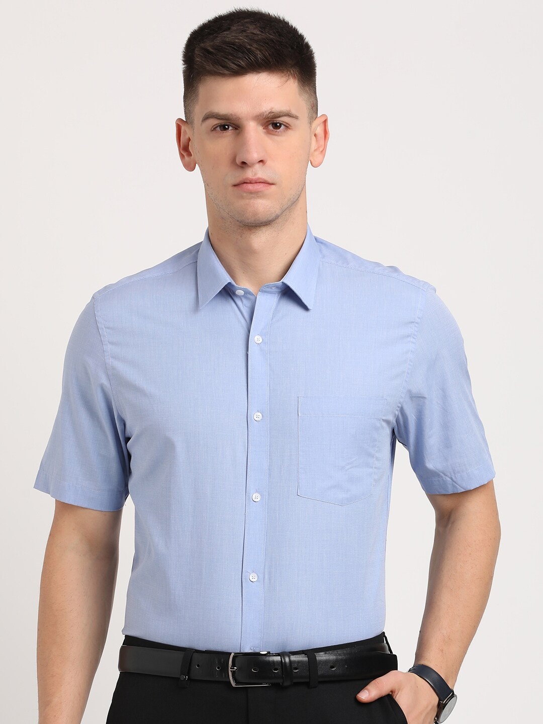 

Turtle Summer Classic Slim Fit Spread Collar Formal Shirt, Blue