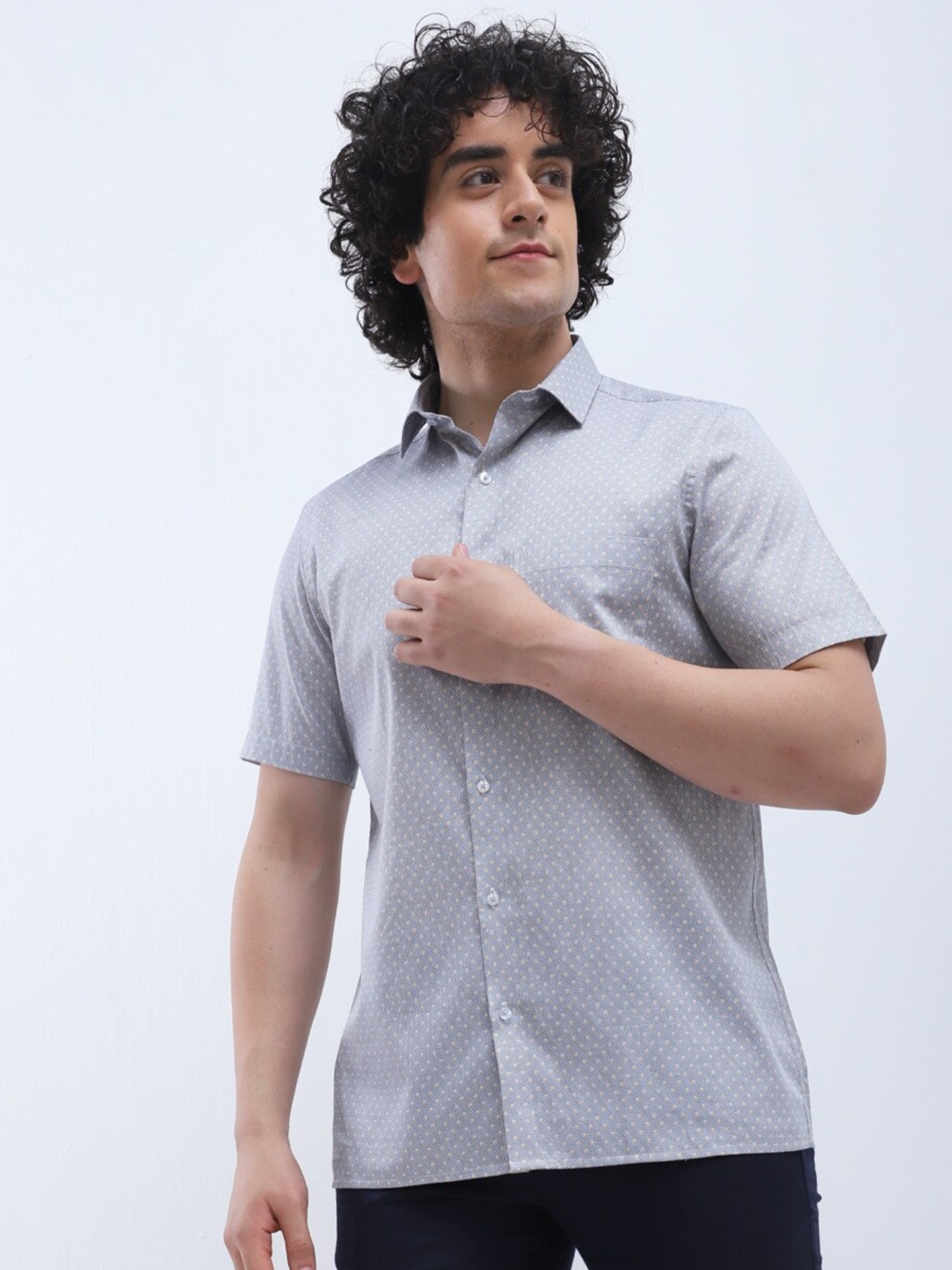 

Turtle Summer Classic Slim Fit Spread Collar Formal Shirt, Grey