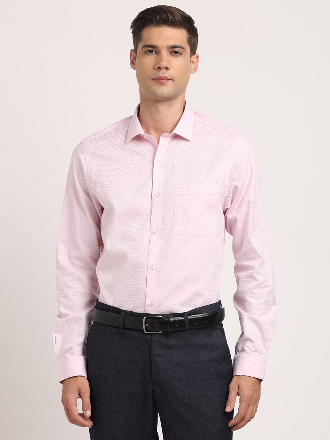 

Turtle Summer Classic Slim Fit Spread Collar Formal Shirt, Pink