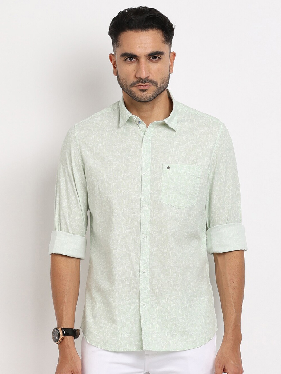 

Turtle Summer Relaxed Printed Slim Fit Printed Casual Shirt, Green